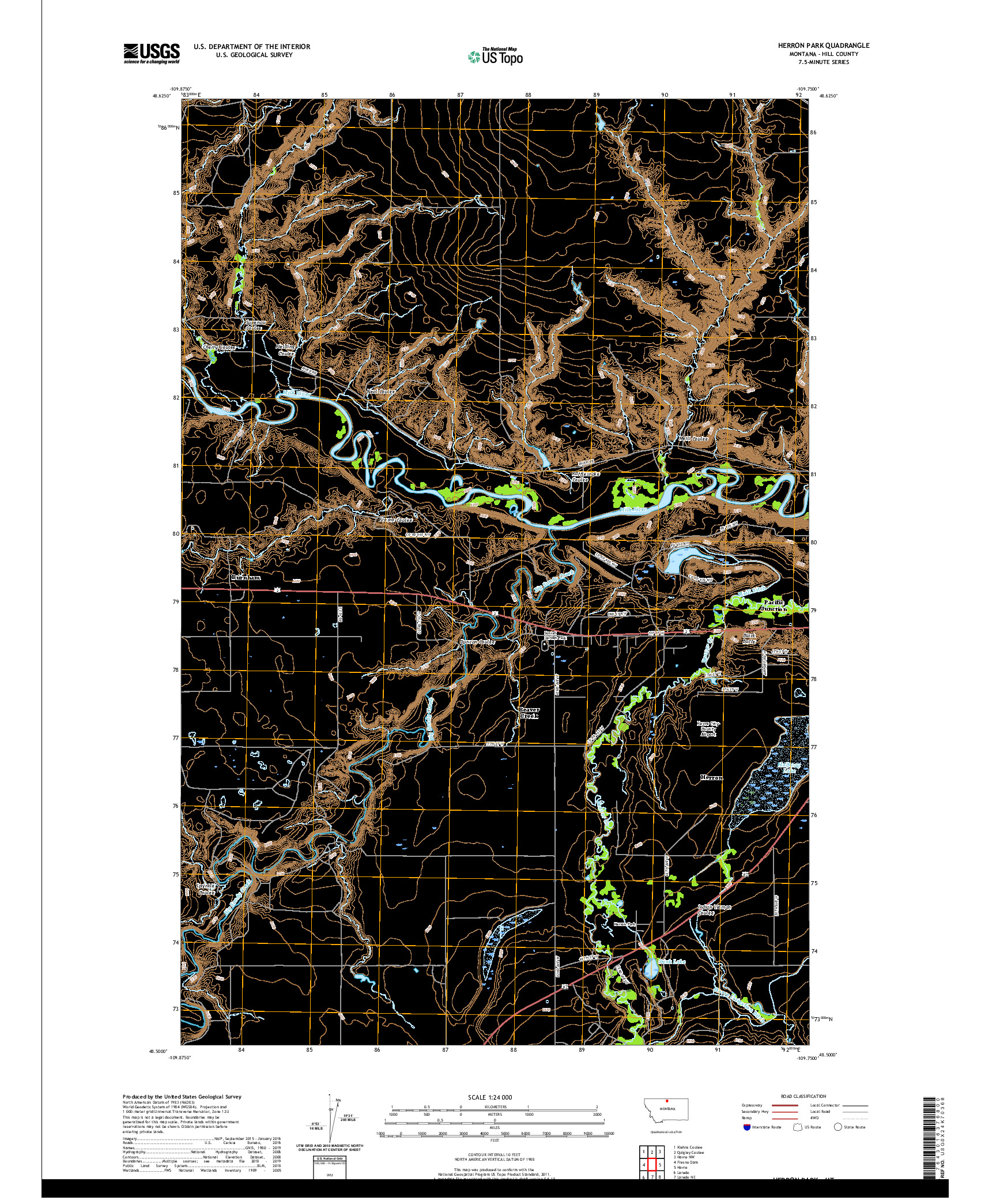 USGS US TOPO 7.5-MINUTE MAP FOR HERRON PARK, MT 2020