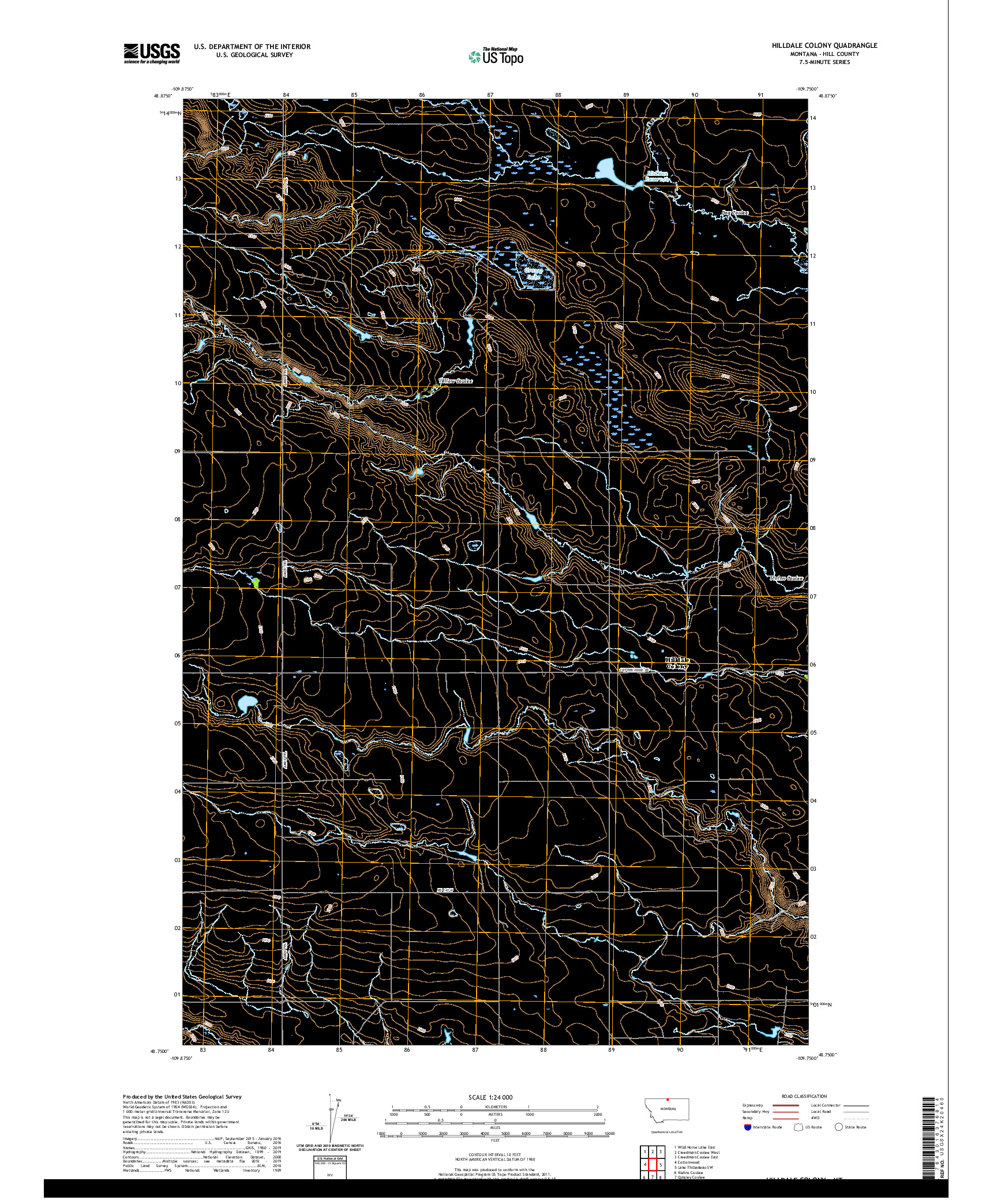 USGS US TOPO 7.5-MINUTE MAP FOR HILLDALE COLONY, MT 2020
