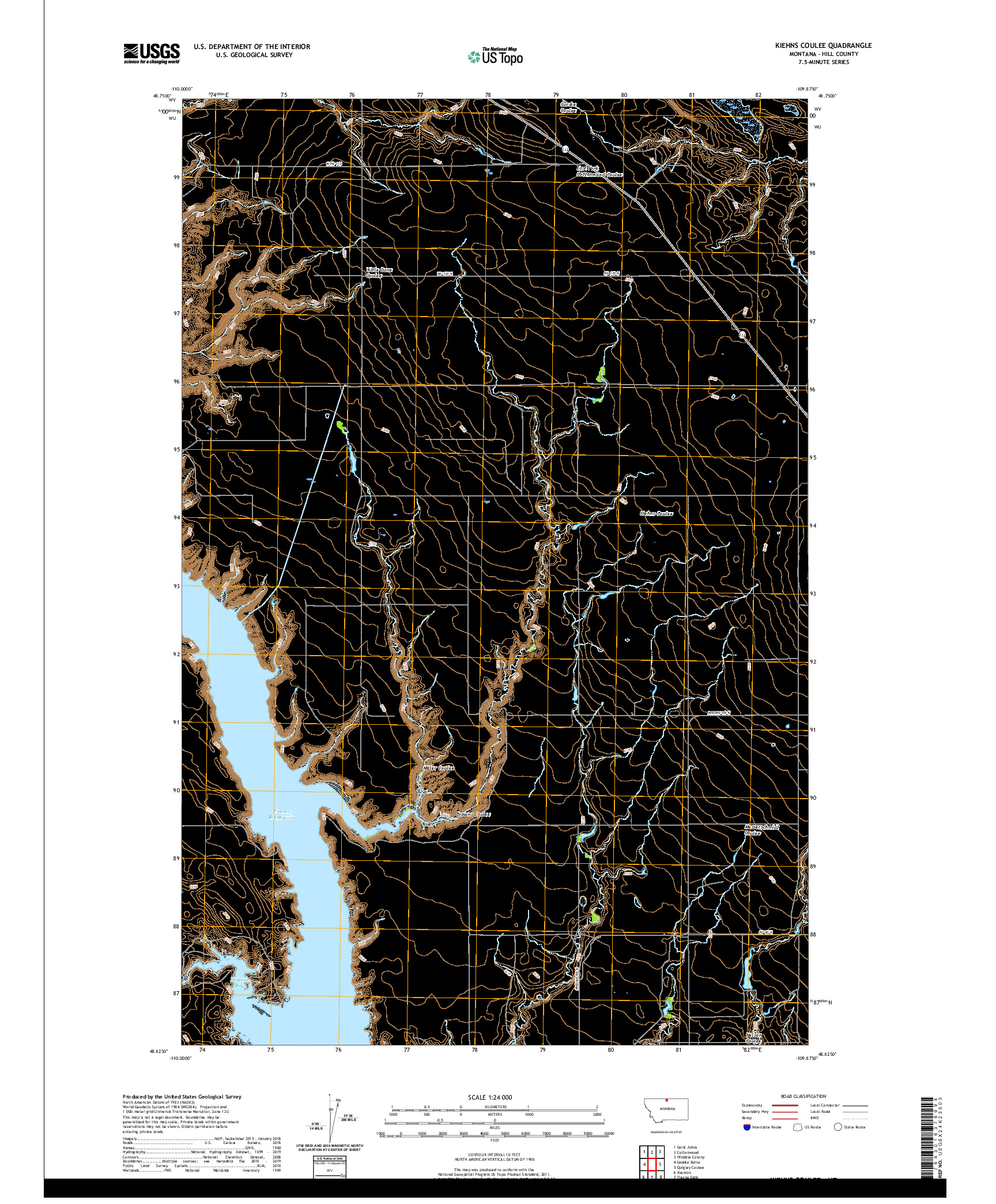 USGS US TOPO 7.5-MINUTE MAP FOR KIEHNS COULEE, MT 2020