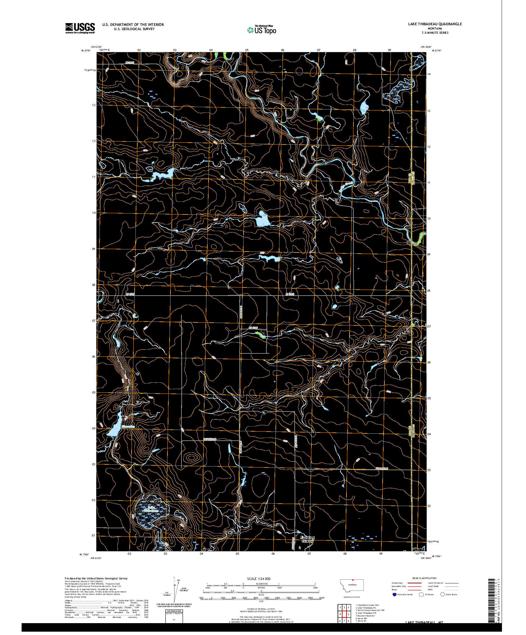 USGS US TOPO 7.5-MINUTE MAP FOR LAKE THIBADEAU, MT 2020