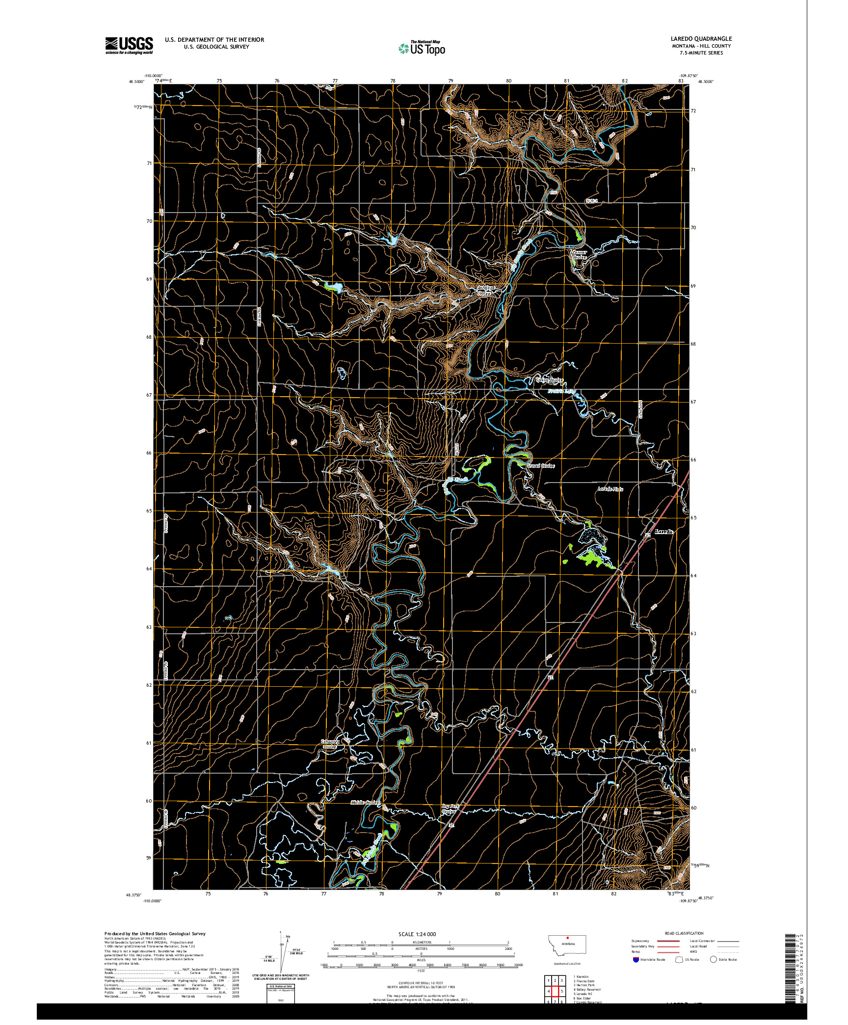 USGS US TOPO 7.5-MINUTE MAP FOR LAREDO, MT 2020