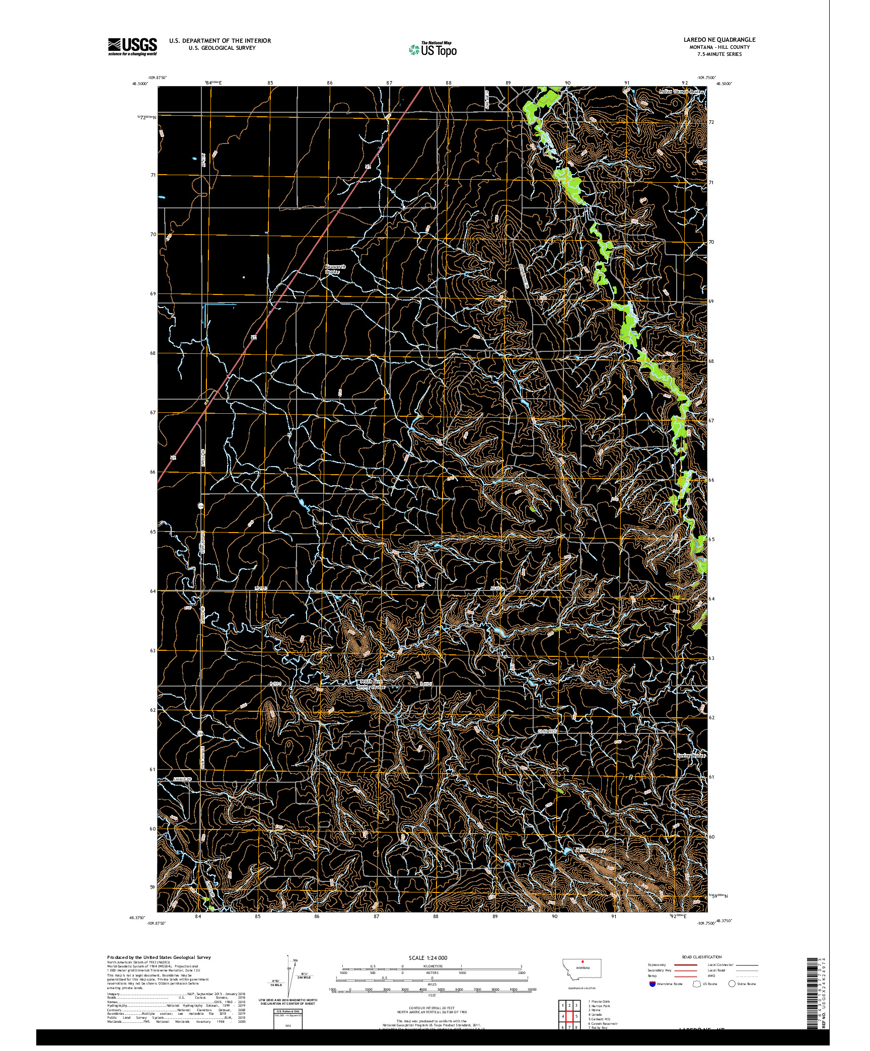 USGS US TOPO 7.5-MINUTE MAP FOR LAREDO NE, MT 2020