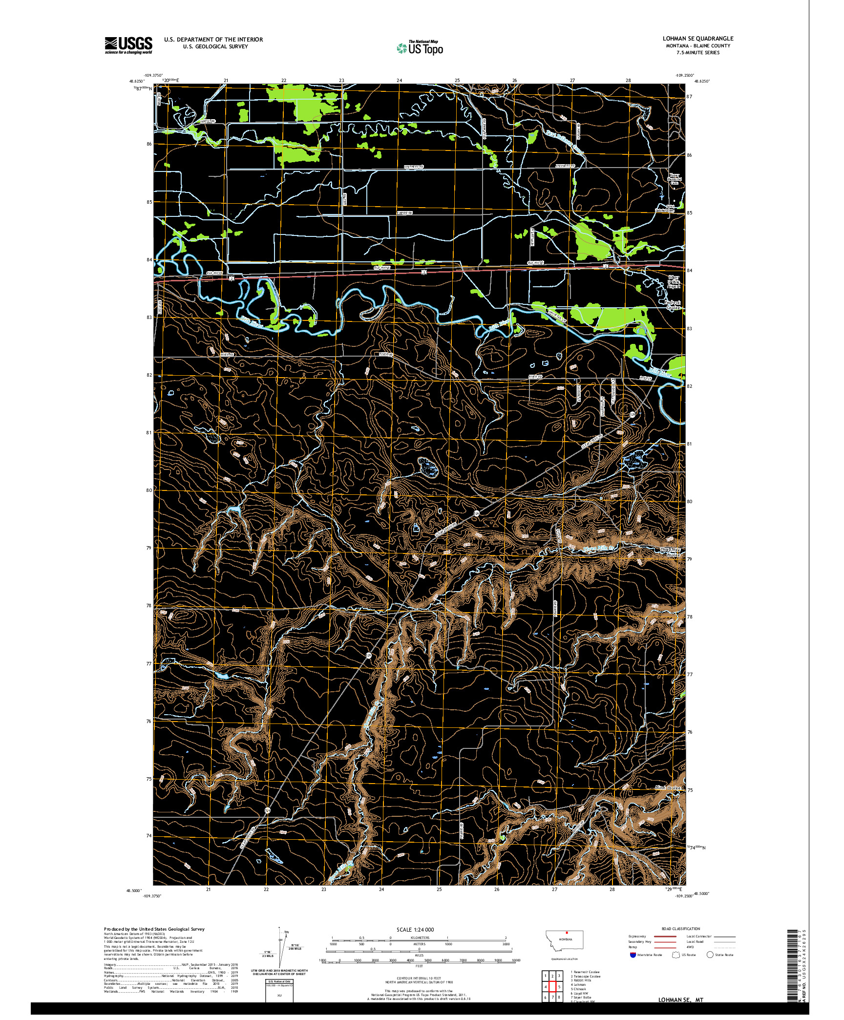 USGS US TOPO 7.5-MINUTE MAP FOR LOHMAN SE, MT 2020