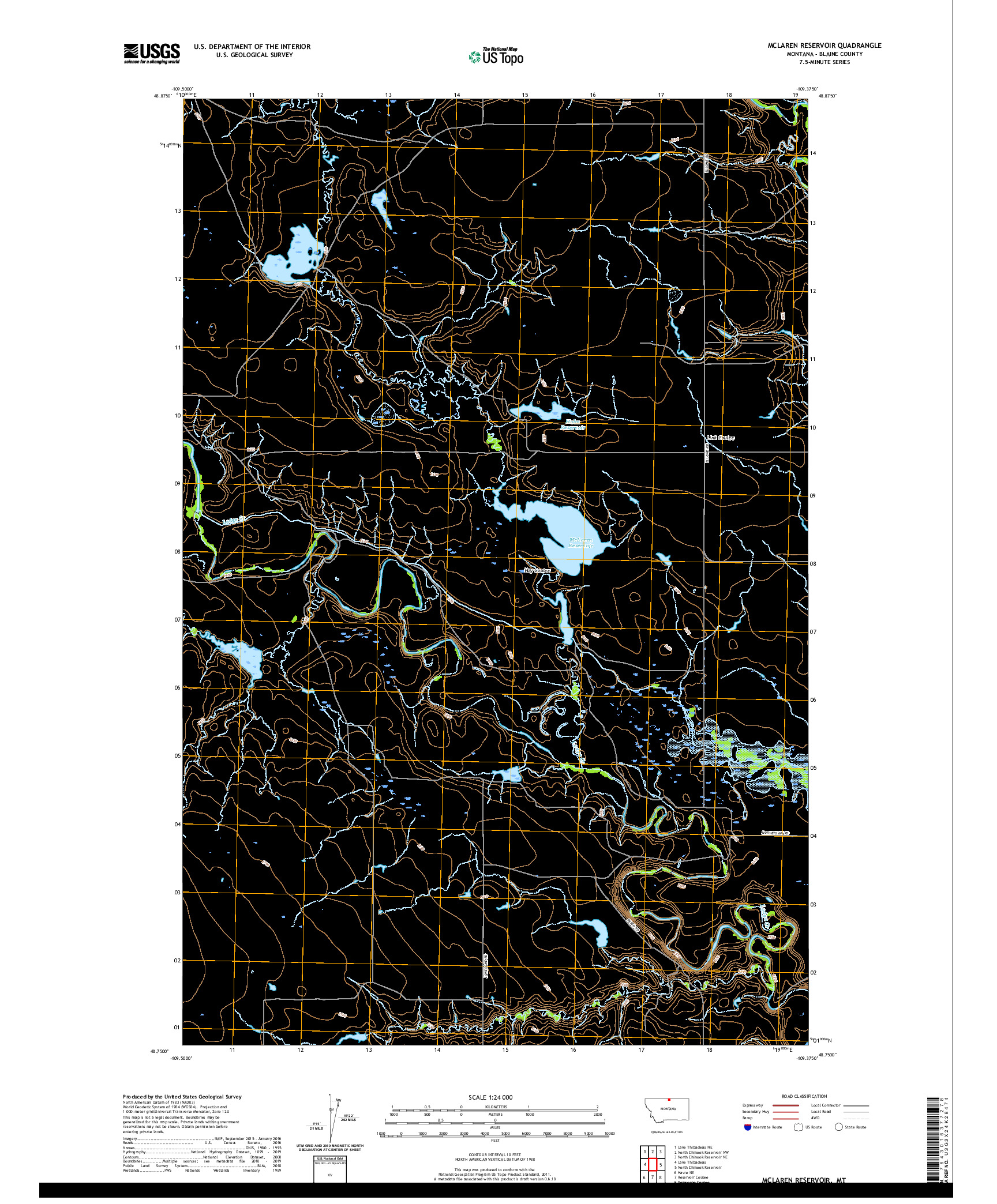 USGS US TOPO 7.5-MINUTE MAP FOR MCLAREN RESERVOIR, MT 2020