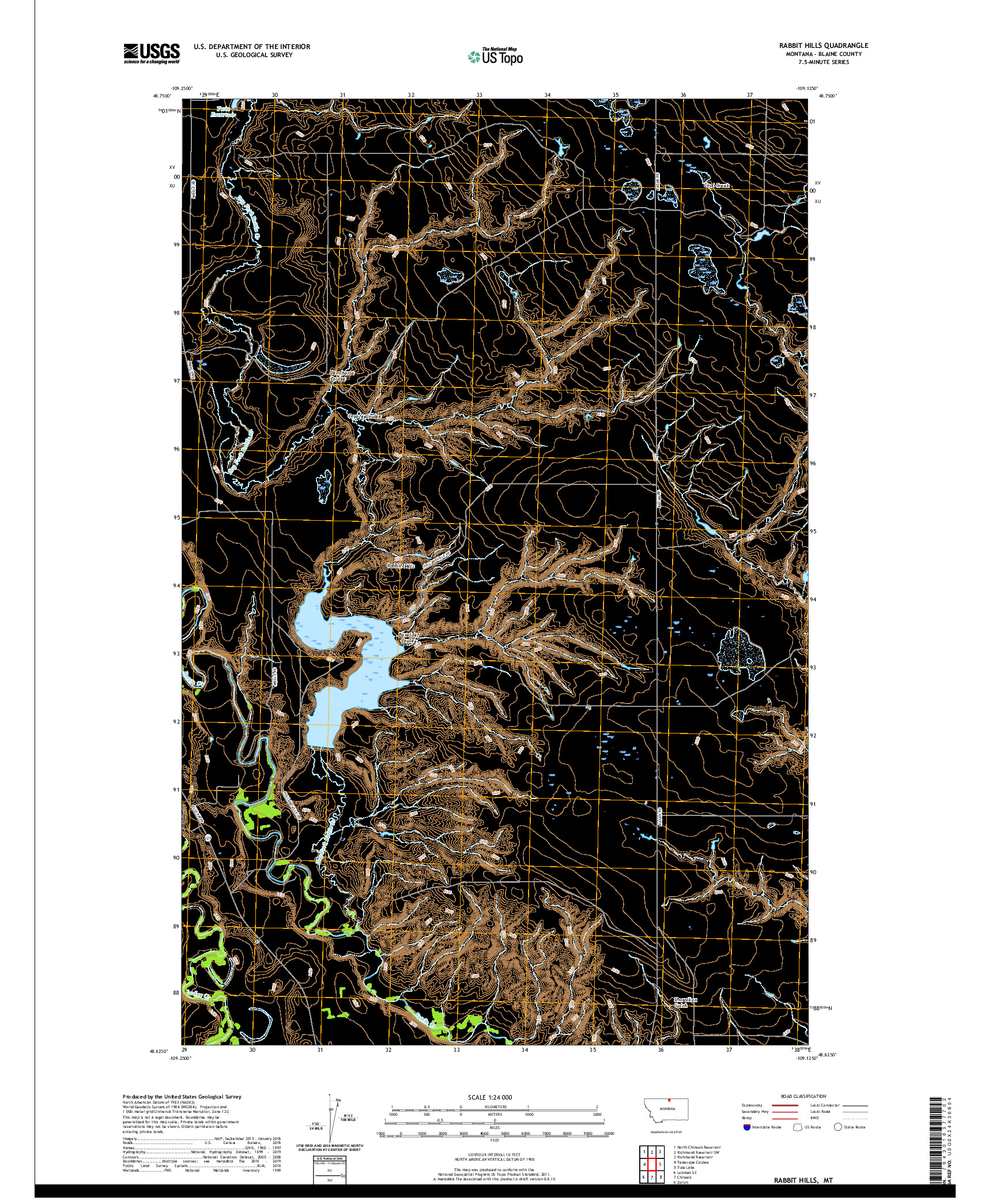 USGS US TOPO 7.5-MINUTE MAP FOR RABBIT HILLS, MT 2020