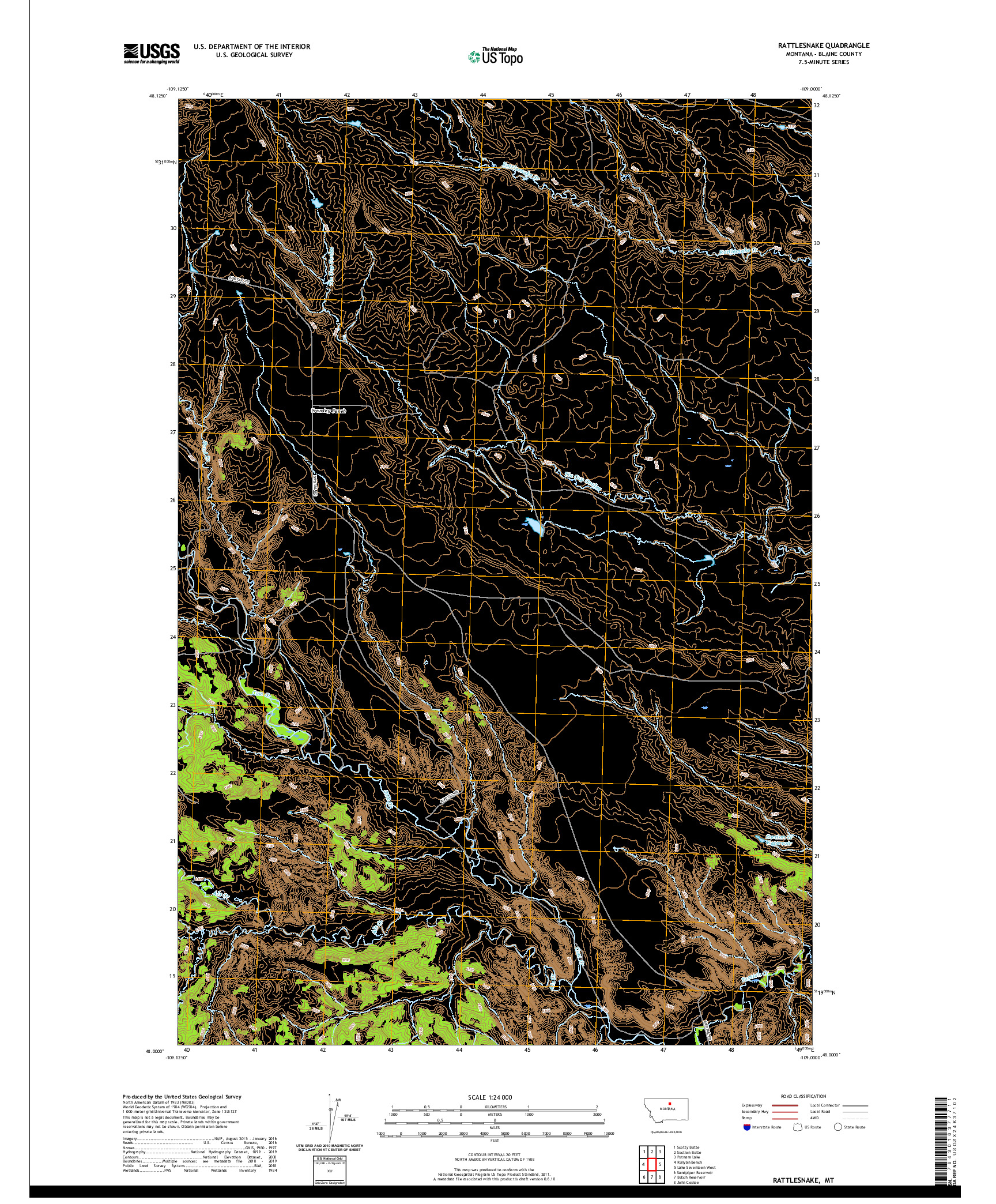 USGS US TOPO 7.5-MINUTE MAP FOR RATTLESNAKE, MT 2020