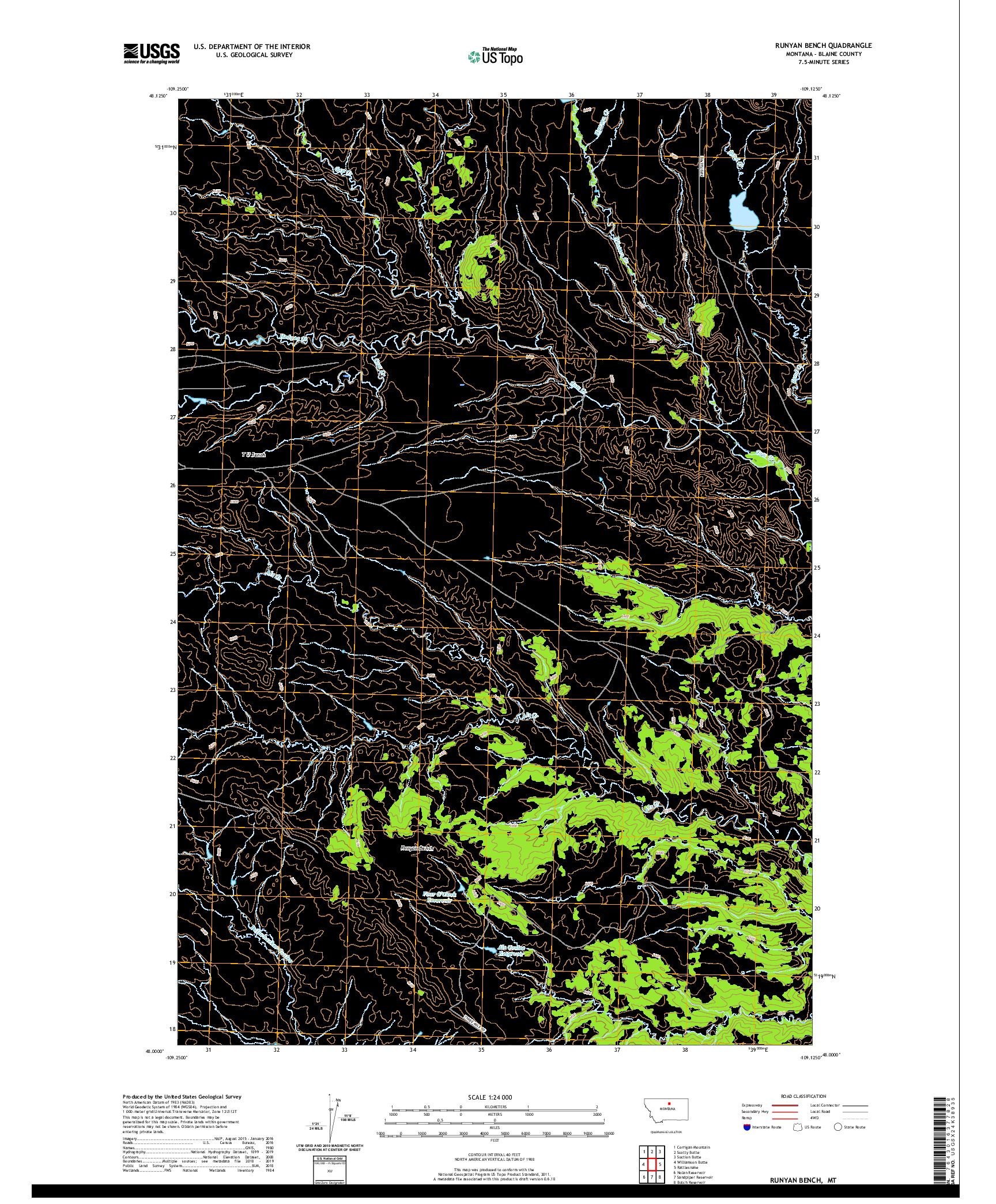 USGS US TOPO 7.5-MINUTE MAP FOR RUNYAN BENCH, MT 2020