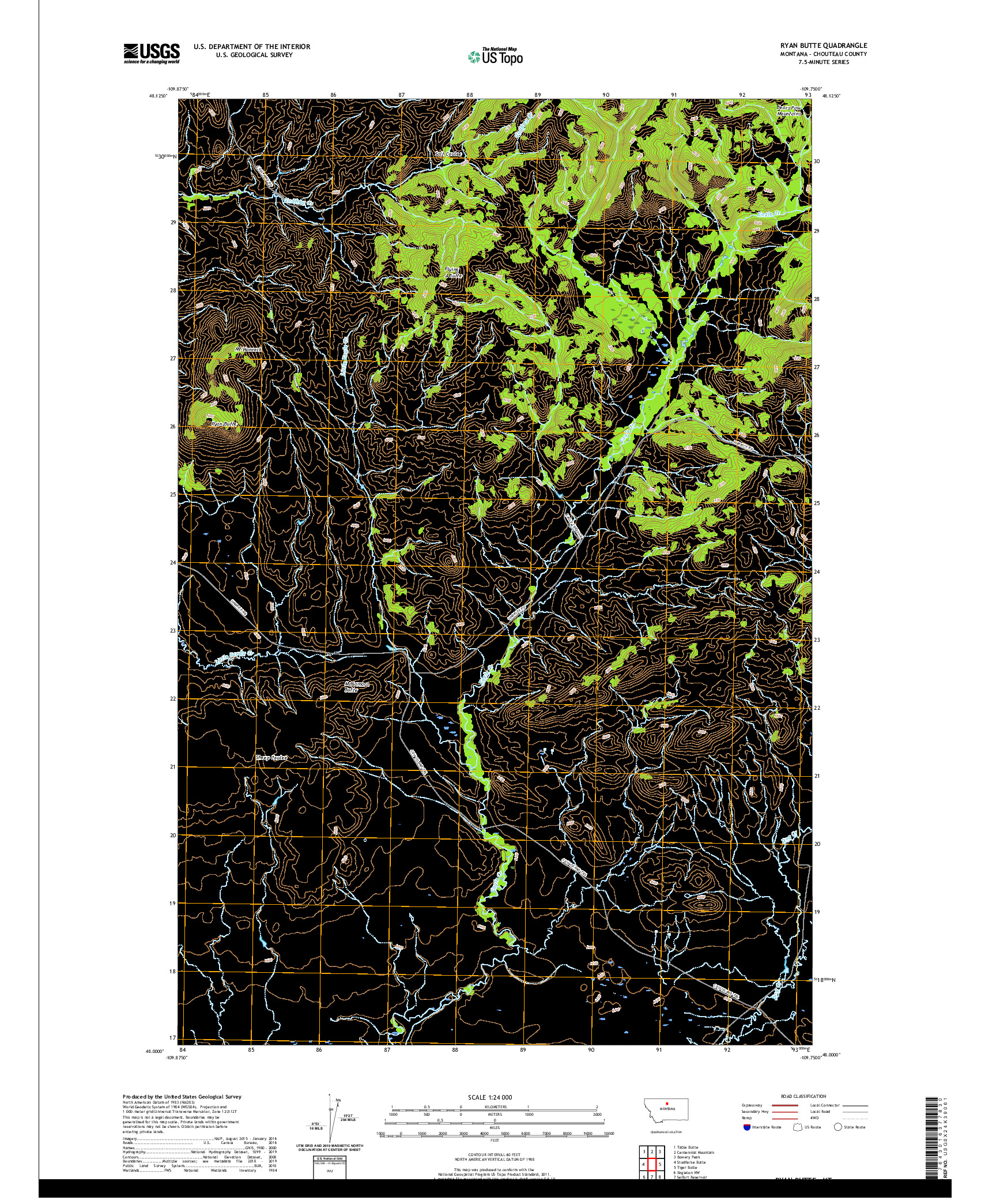 USGS US TOPO 7.5-MINUTE MAP FOR RYAN BUTTE, MT 2020