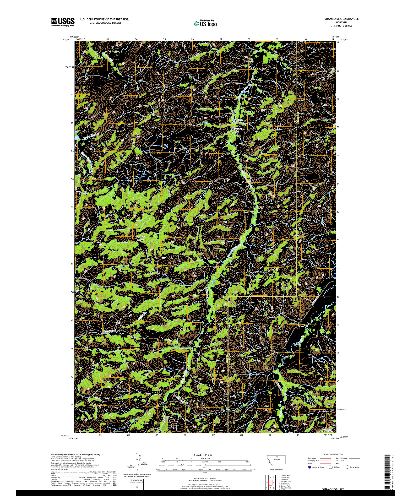 USGS US TOPO 7.5-MINUTE MAP FOR SHAMBO SE, MT 2020