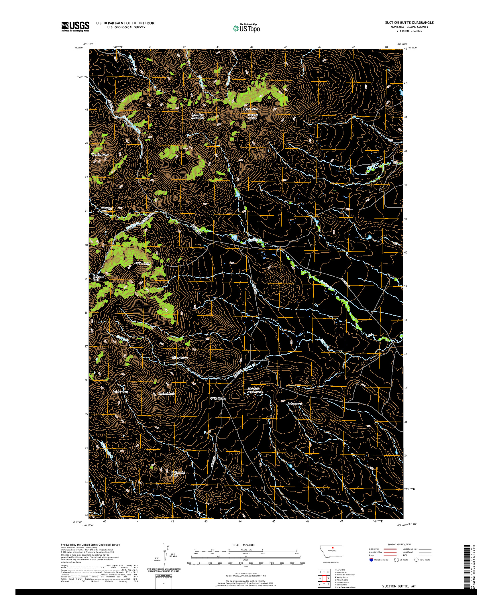 USGS US TOPO 7.5-MINUTE MAP FOR SUCTION BUTTE, MT 2020