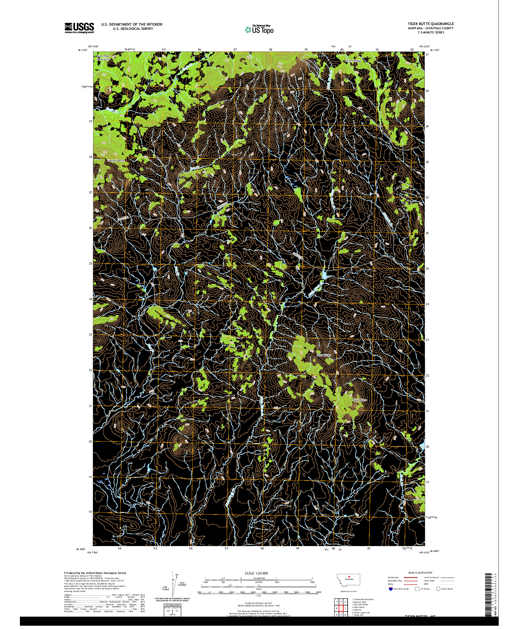 USGS US TOPO 7.5-MINUTE MAP FOR TIGER BUTTE, MT 2020