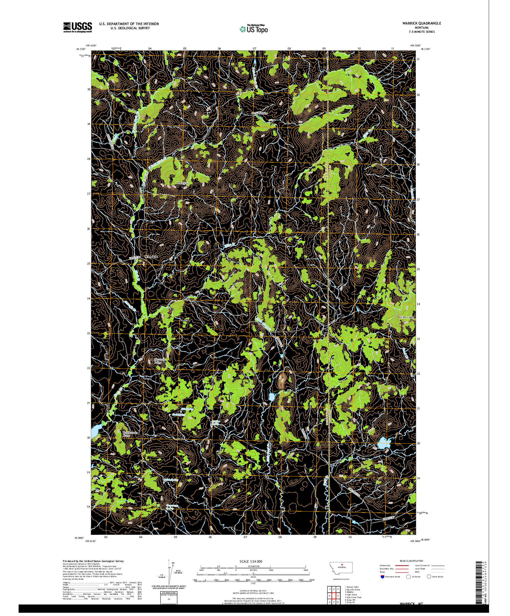 USGS US TOPO 7.5-MINUTE MAP FOR WARRICK, MT 2020