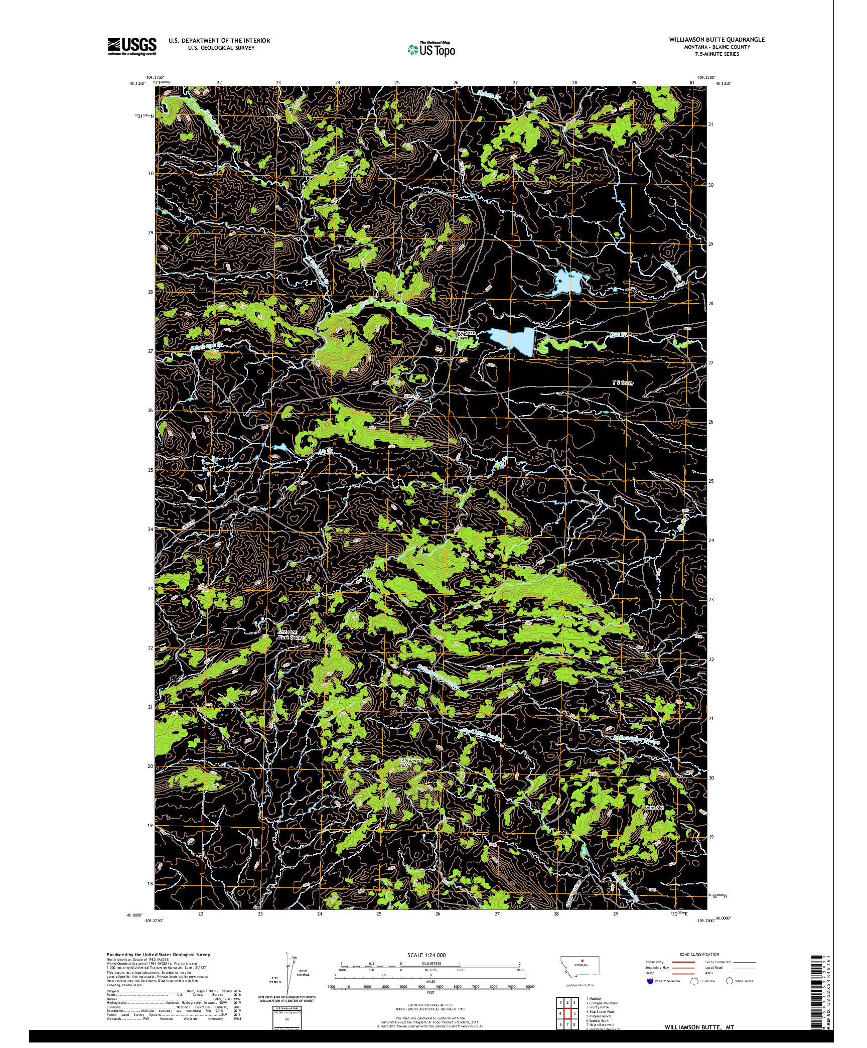 USGS US TOPO 7.5-MINUTE MAP FOR WILLIAMSON BUTTE, MT 2020