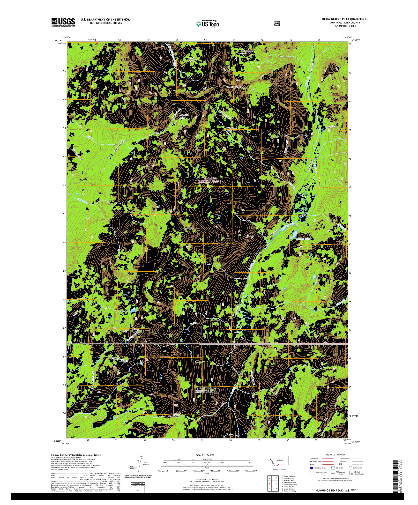 USGS US TOPO 7.5-MINUTE MAP FOR HUMMINGBIRD PEAK, MT,WY 2020