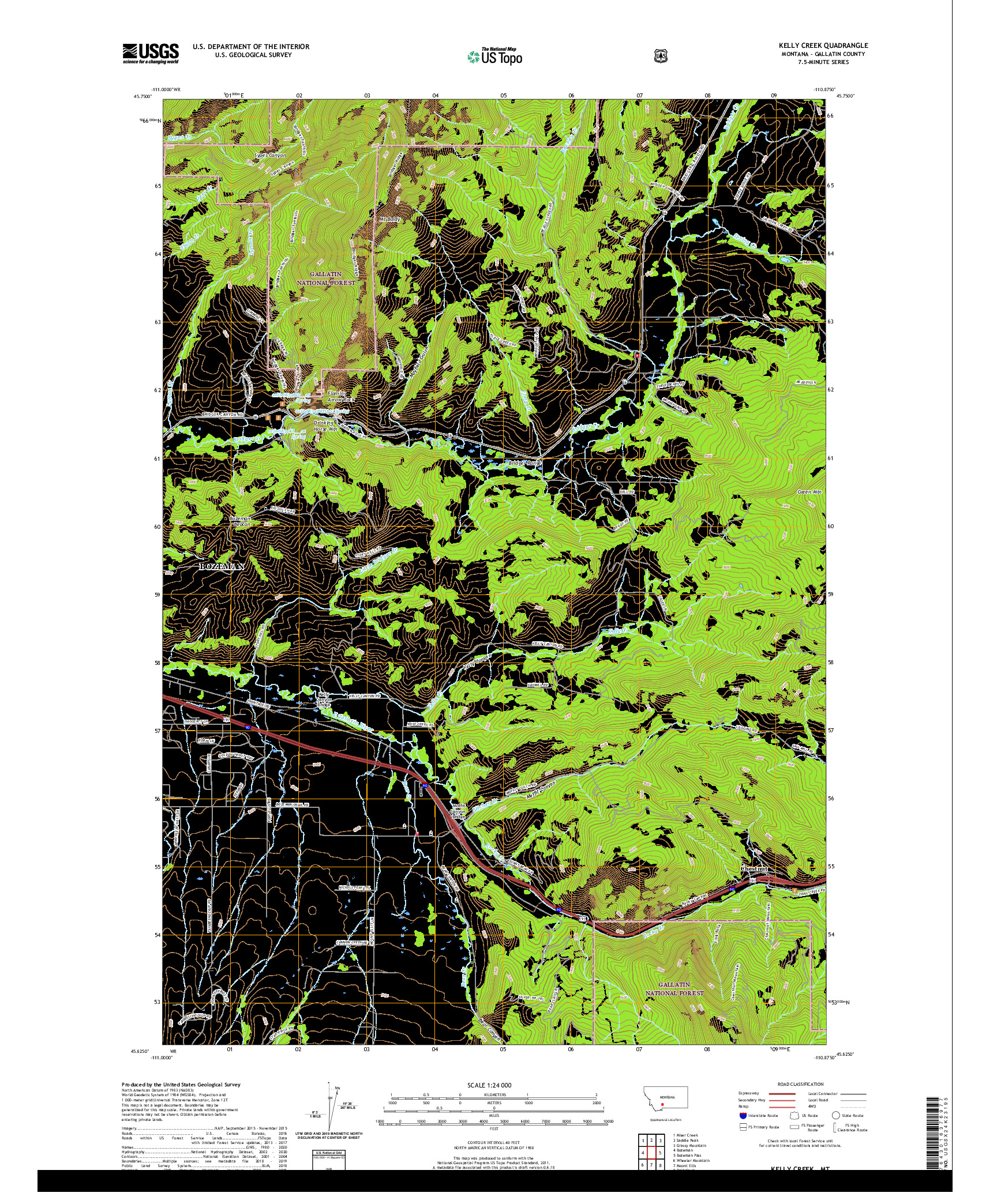 USGS US TOPO 7.5-MINUTE MAP FOR KELLY CREEK, MT 2020