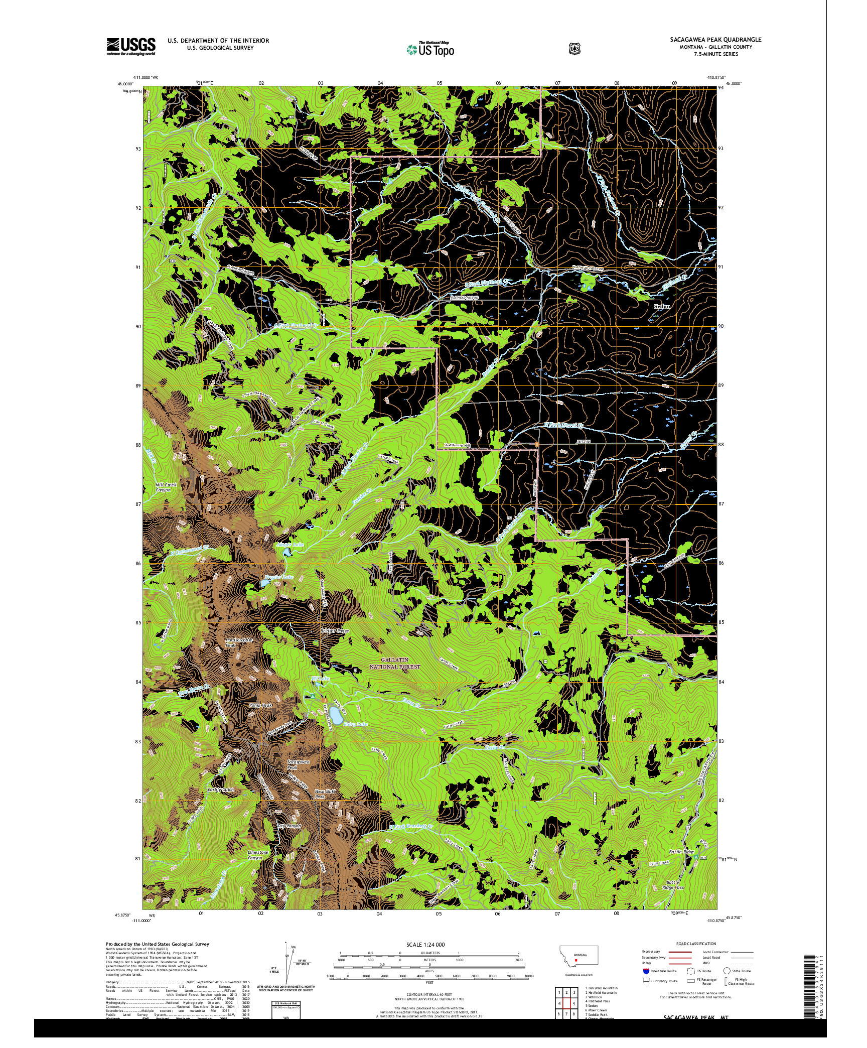 USGS US TOPO 7.5-MINUTE MAP FOR SACAGAWEA PEAK, MT 2020