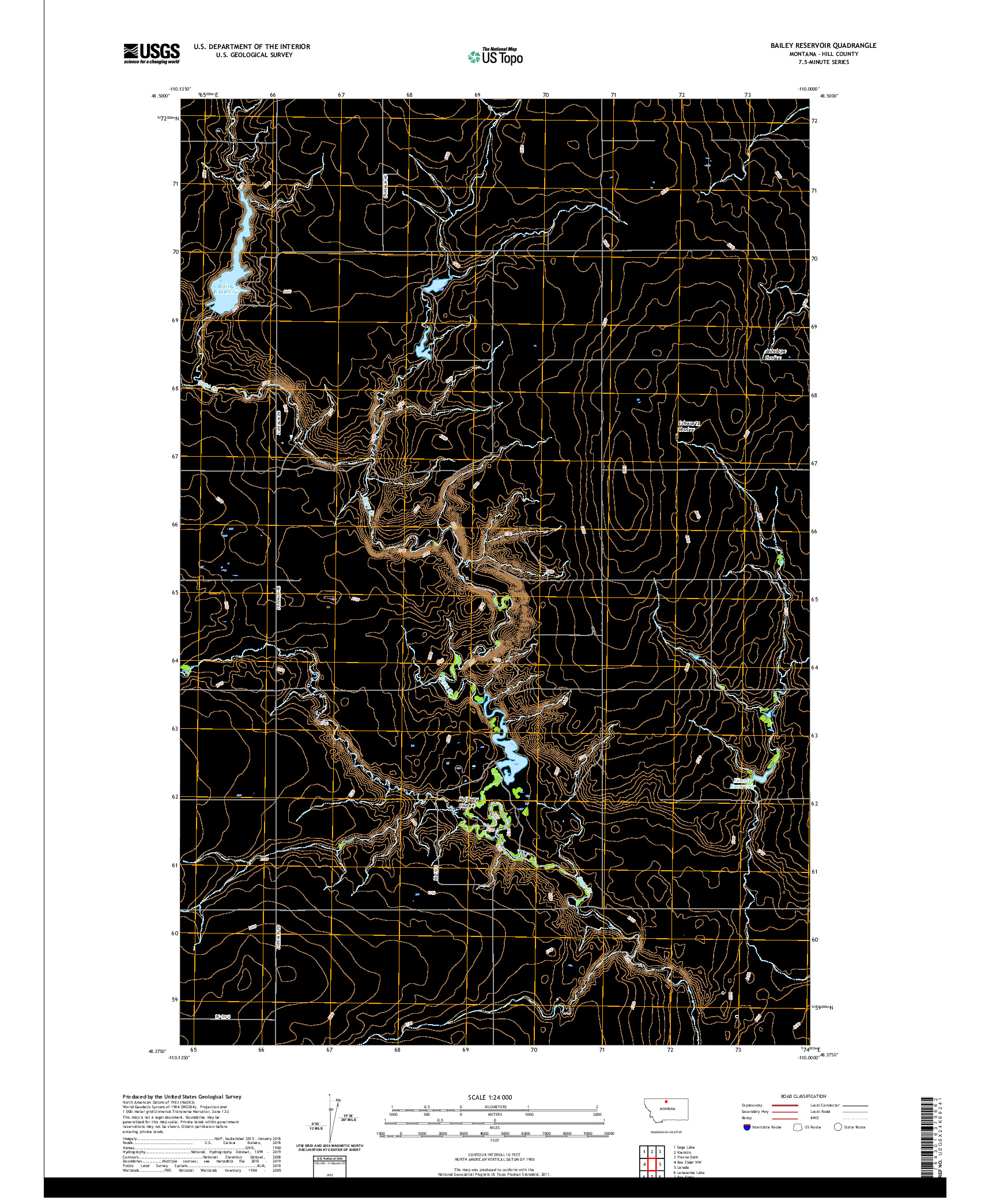USGS US TOPO 7.5-MINUTE MAP FOR BAILEY RESERVOIR, MT 2020