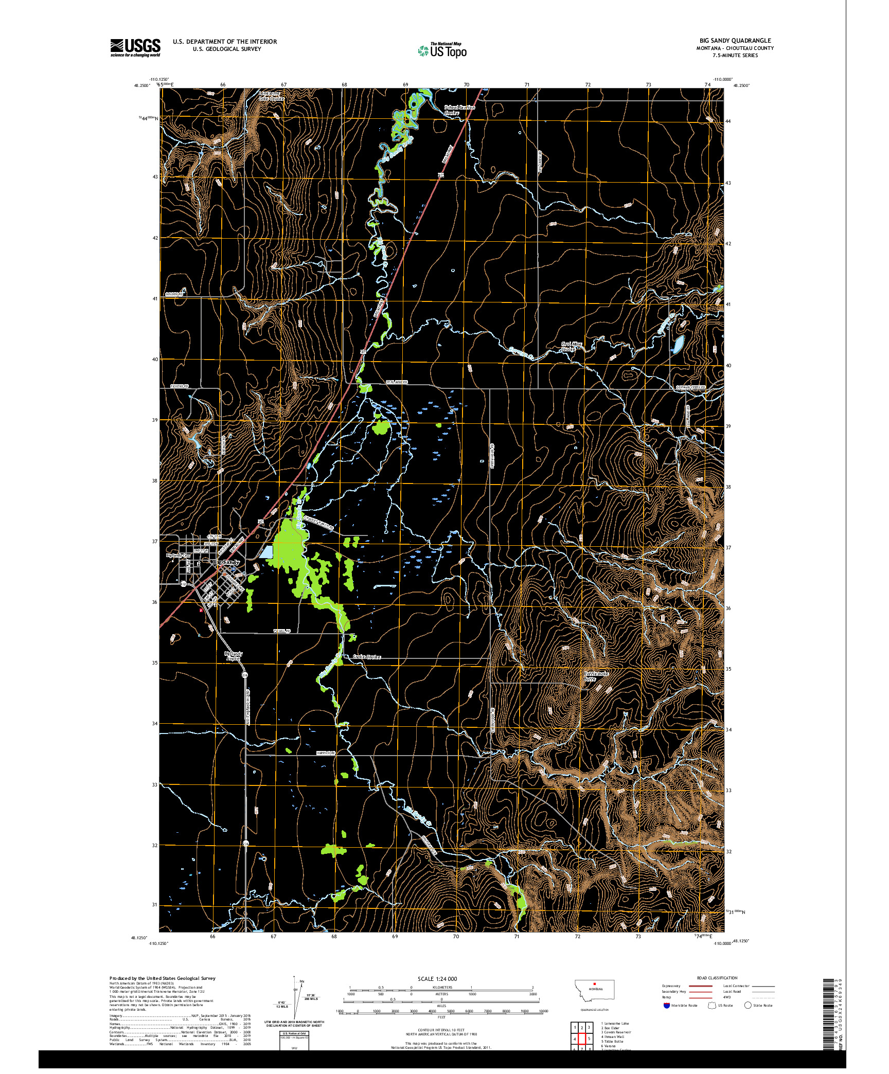 USGS US TOPO 7.5-MINUTE MAP FOR BIG SANDY, MT 2020
