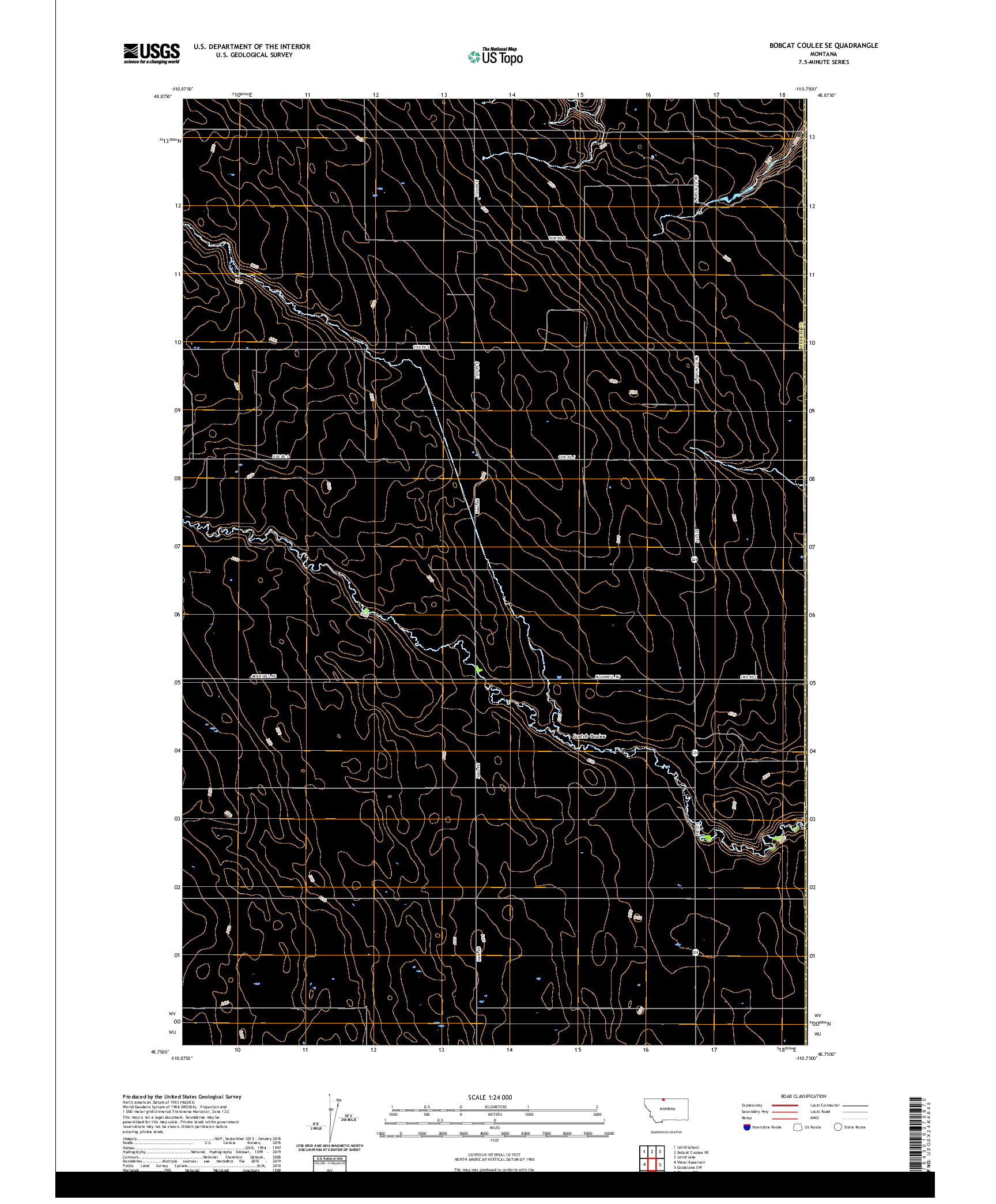 USGS US TOPO 7.5-MINUTE MAP FOR BOBCAT COULEE SE, MT 2020