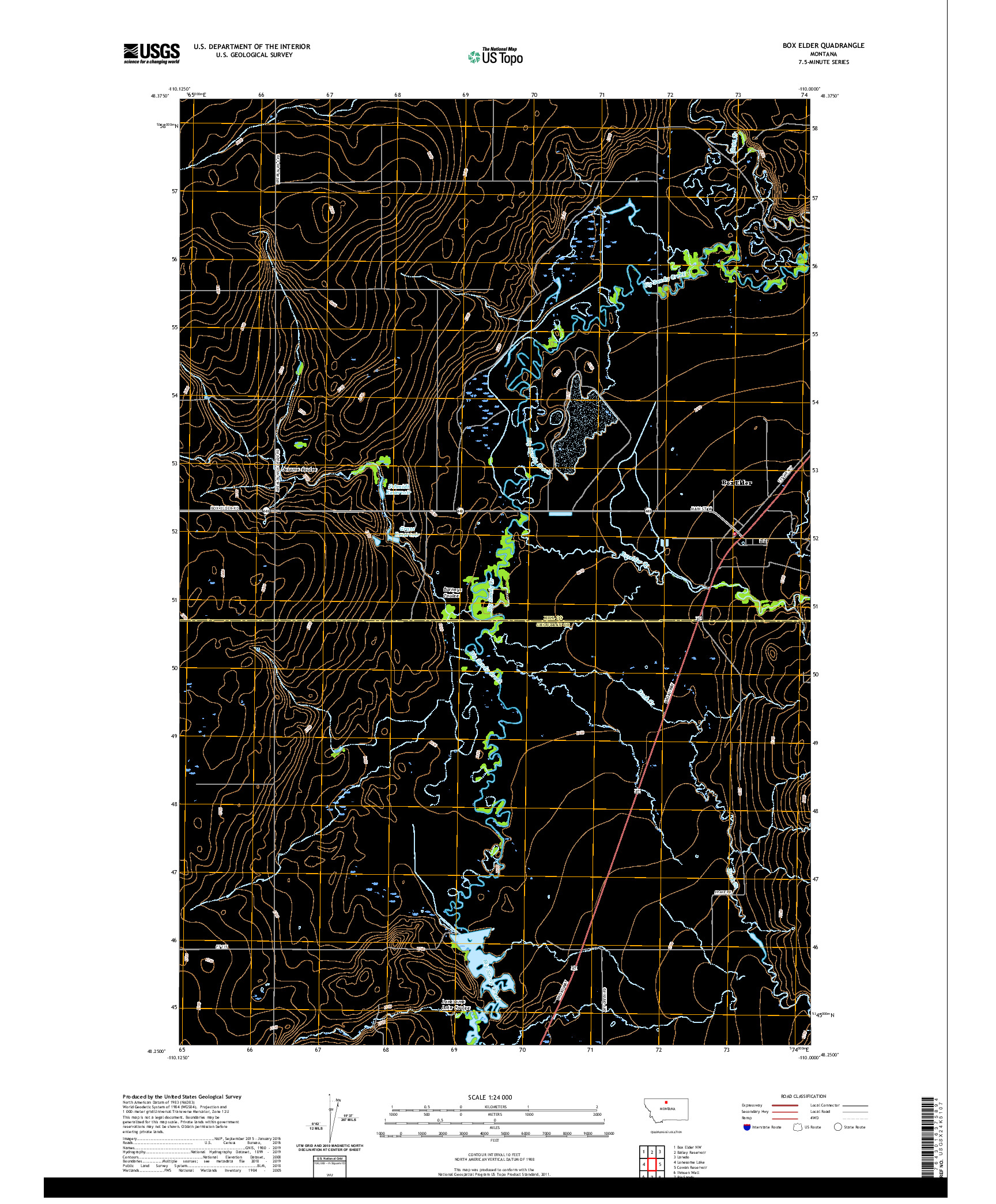 USGS US TOPO 7.5-MINUTE MAP FOR BOX ELDER, MT 2020