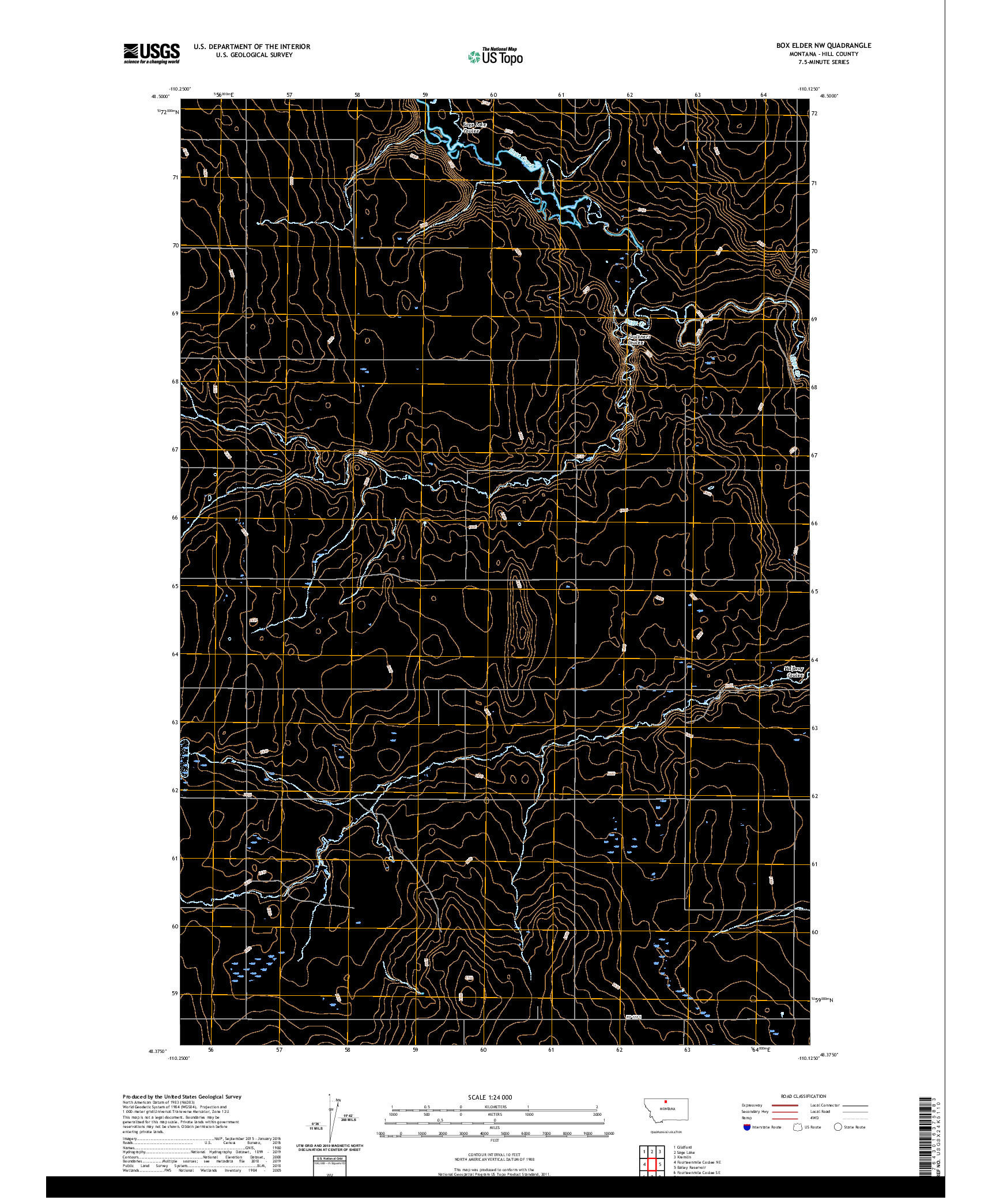 USGS US TOPO 7.5-MINUTE MAP FOR BOX ELDER NW, MT 2020