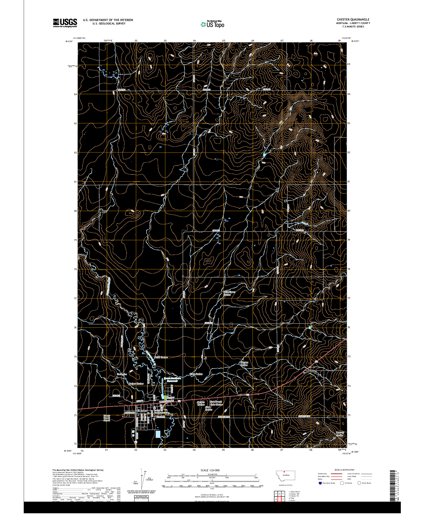 USGS US TOPO 7.5-MINUTE MAP FOR CHESTER, MT 2020