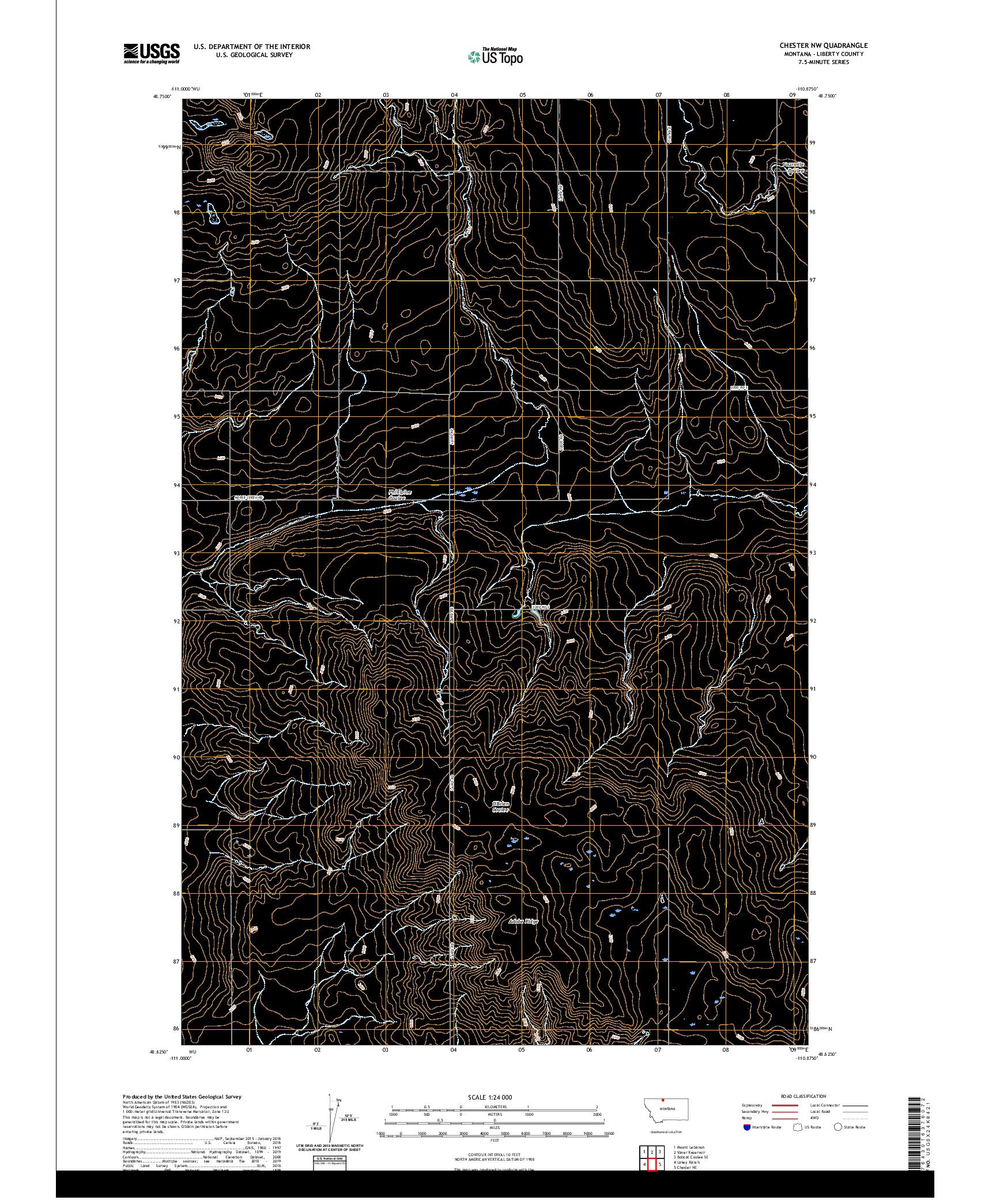 USGS US TOPO 7.5-MINUTE MAP FOR CHESTER NW, MT 2020