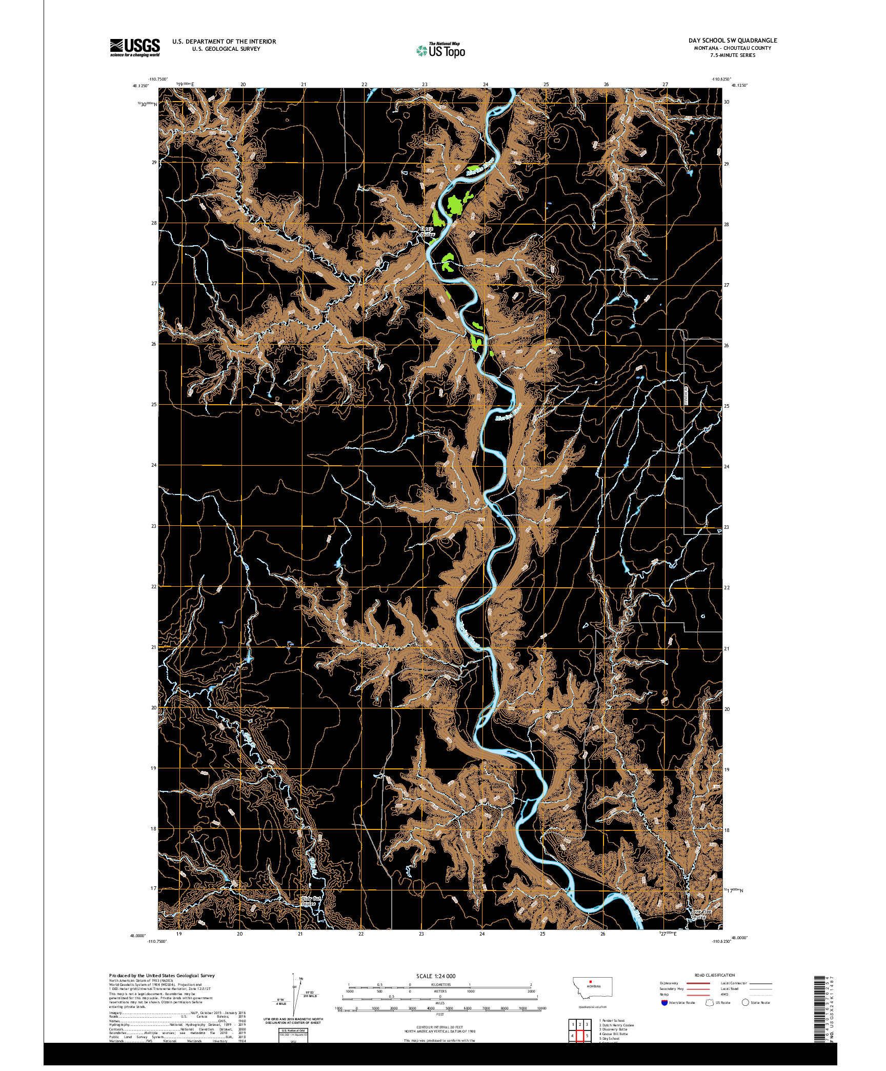 USGS US TOPO 7.5-MINUTE MAP FOR DAY SCHOOL SW, MT 2020
