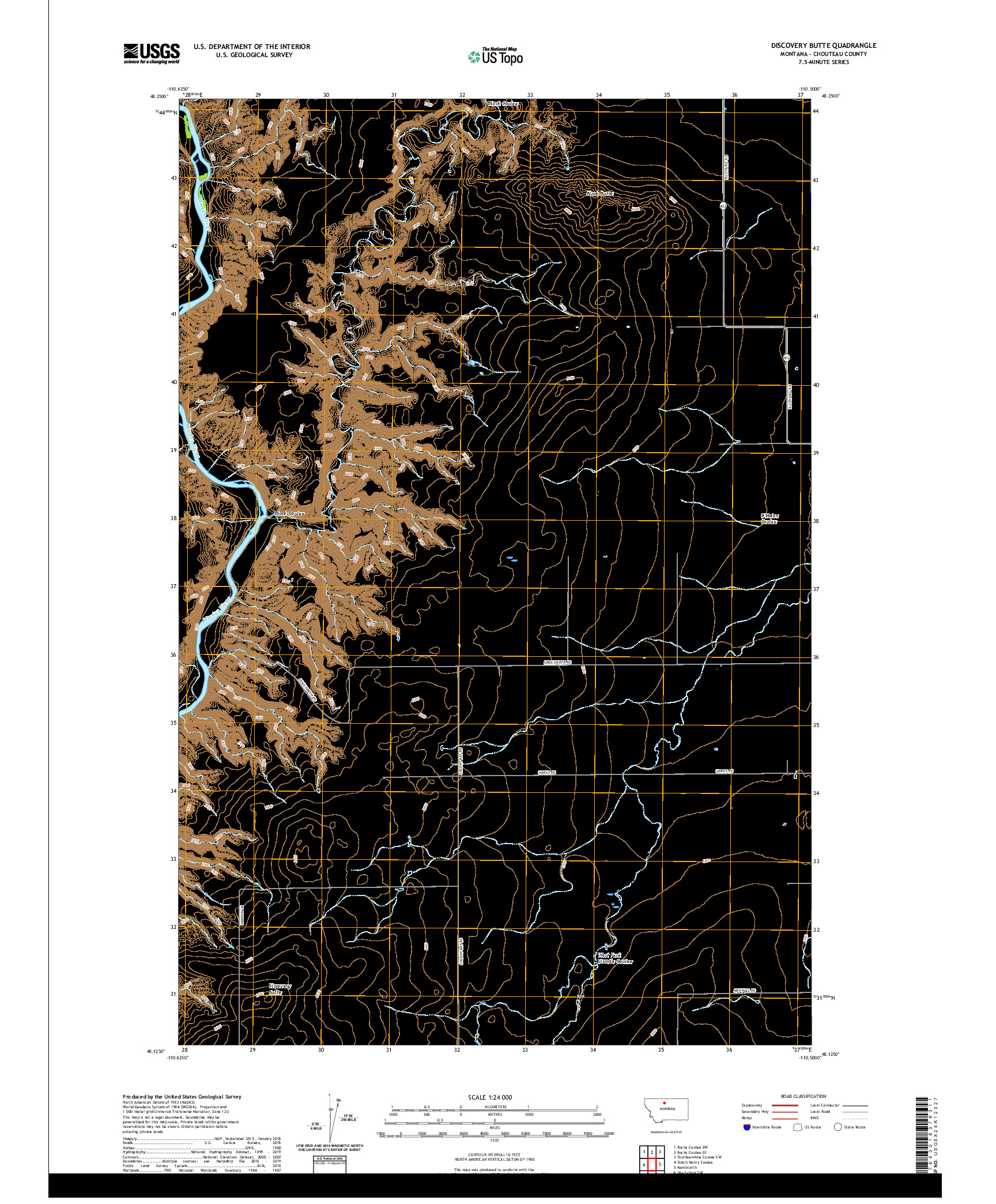USGS US TOPO 7.5-MINUTE MAP FOR DISCOVERY BUTTE, MT 2020