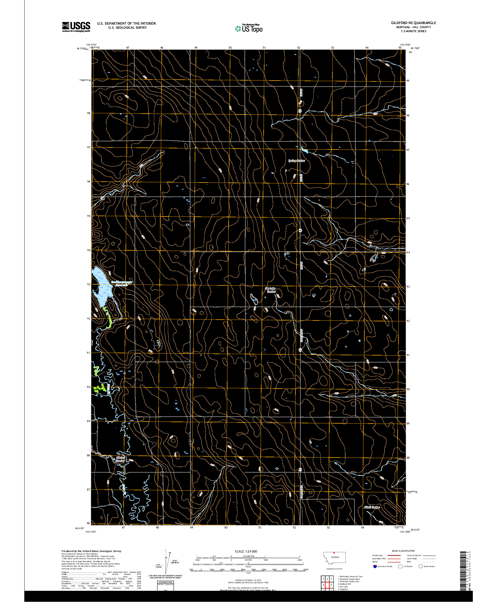 USGS US TOPO 7.5-MINUTE MAP FOR GILDFORD NE, MT 2020