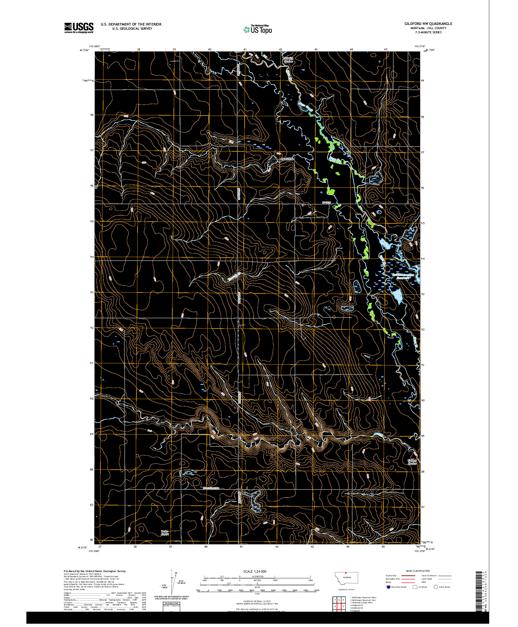 USGS US TOPO 7.5-MINUTE MAP FOR GILDFORD NW, MT 2020