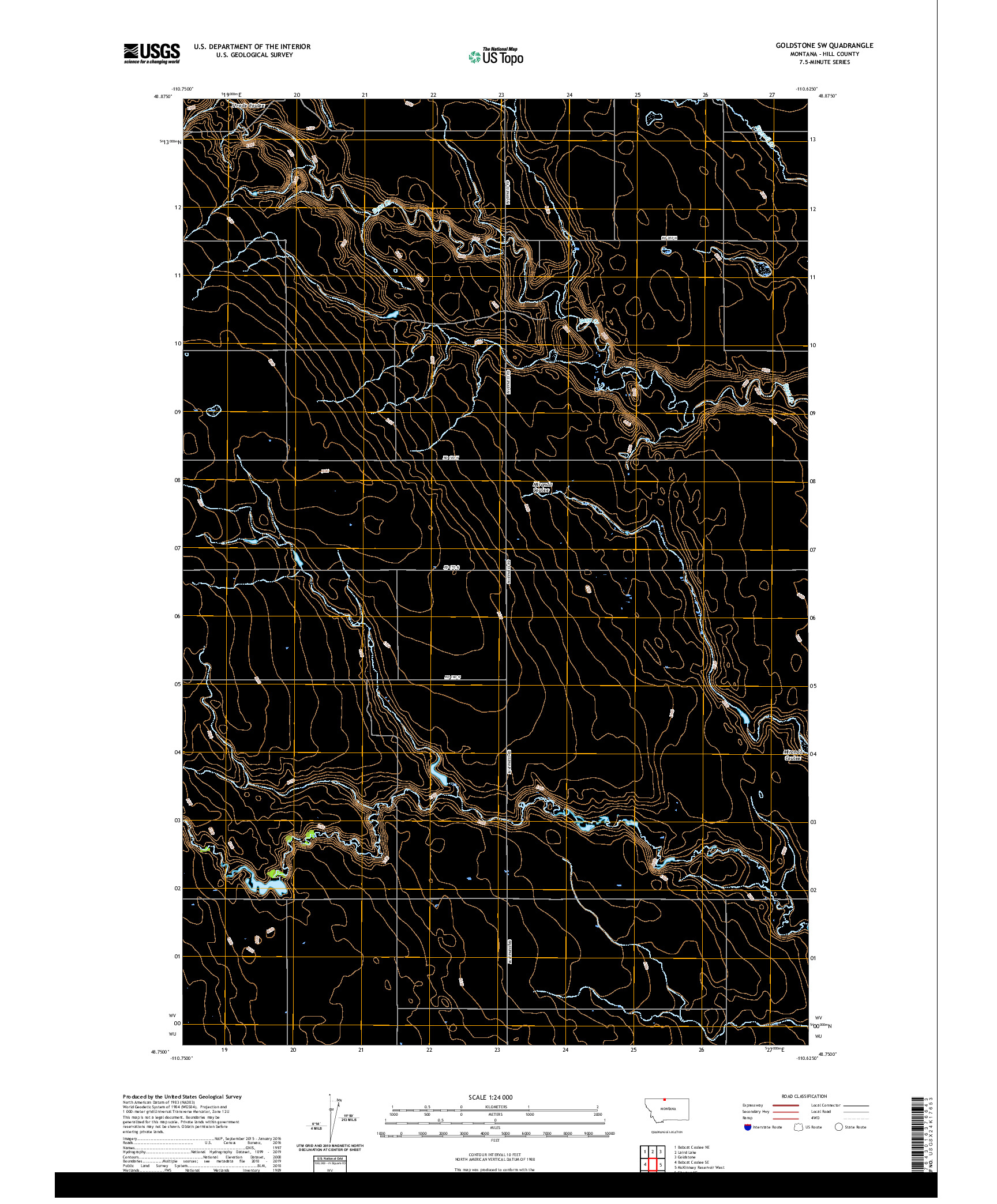 USGS US TOPO 7.5-MINUTE MAP FOR GOLDSTONE SW, MT 2020