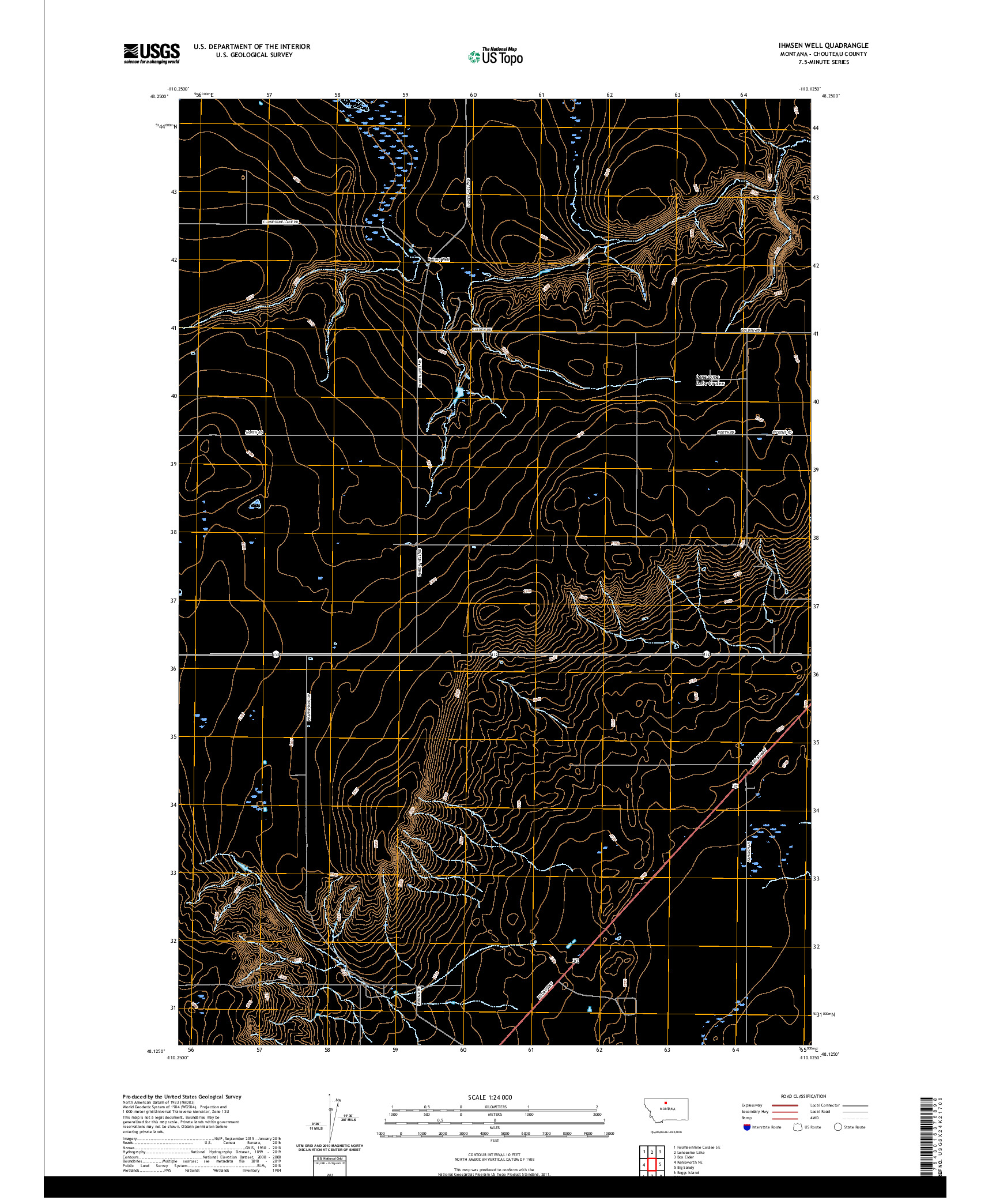 USGS US TOPO 7.5-MINUTE MAP FOR IHMSEN WELL, MT 2020