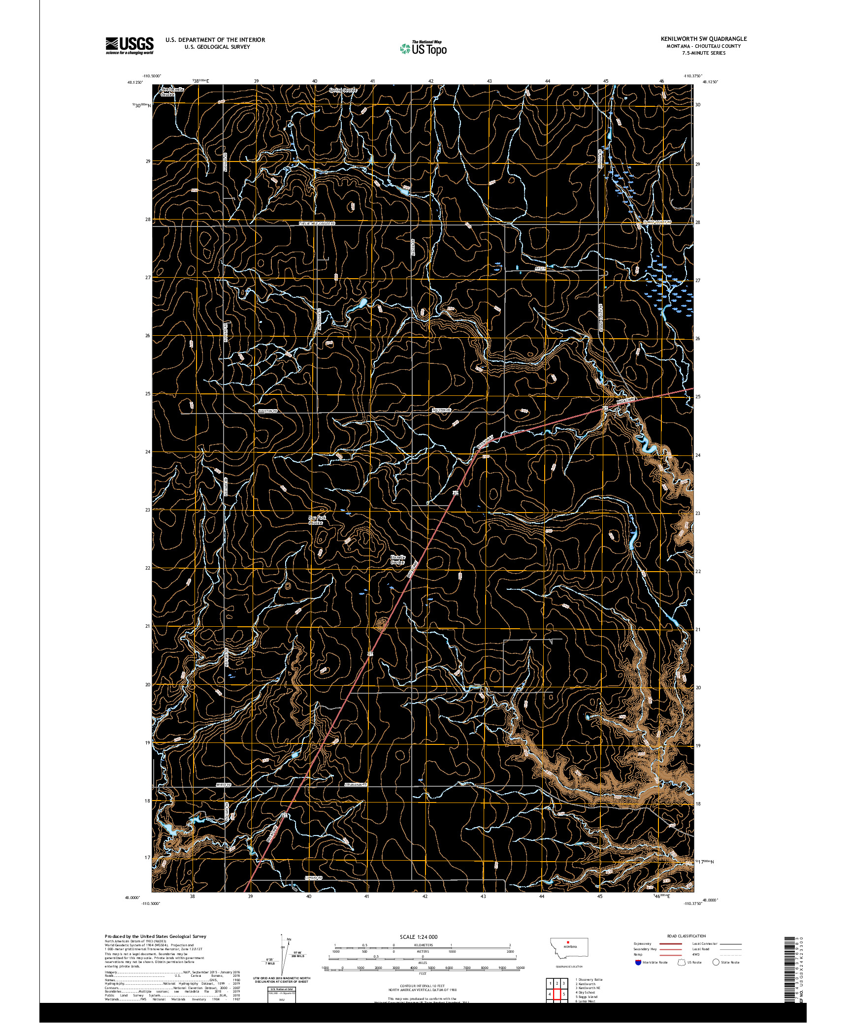 USGS US TOPO 7.5-MINUTE MAP FOR KENILWORTH SW, MT 2020