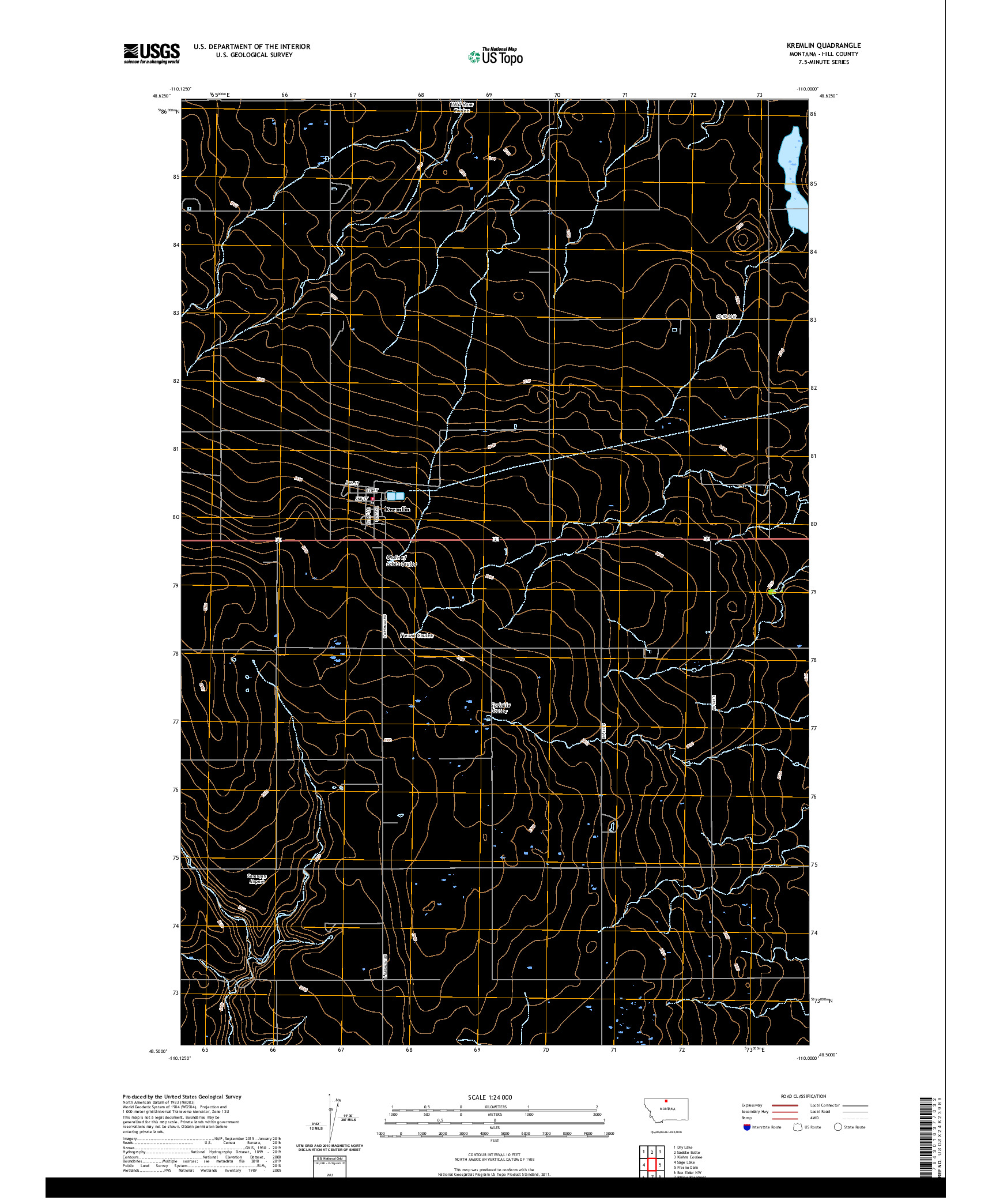 USGS US TOPO 7.5-MINUTE MAP FOR KREMLIN, MT 2020