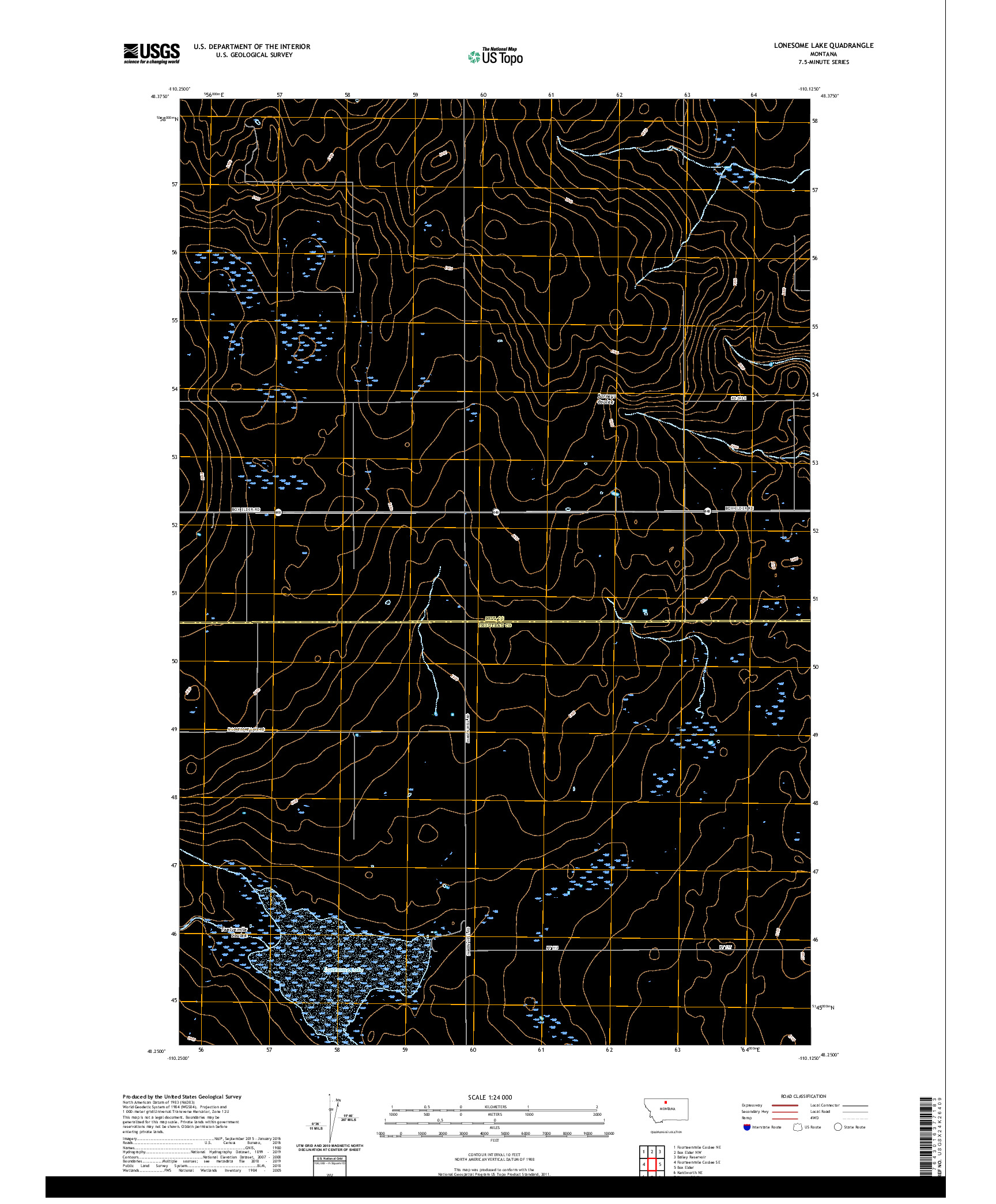 USGS US TOPO 7.5-MINUTE MAP FOR LONESOME LAKE, MT 2020