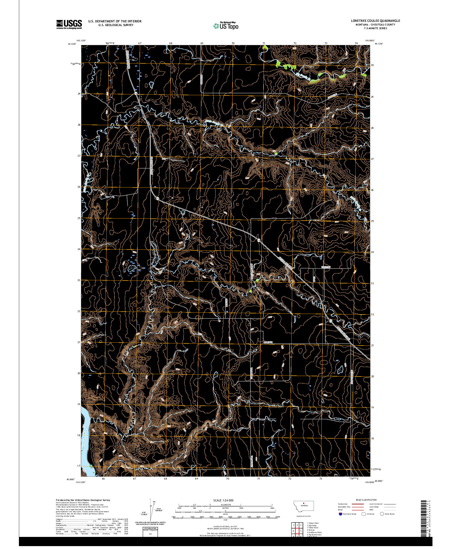 USGS US TOPO 7.5-MINUTE MAP FOR LONETREE COULEE, MT 2020