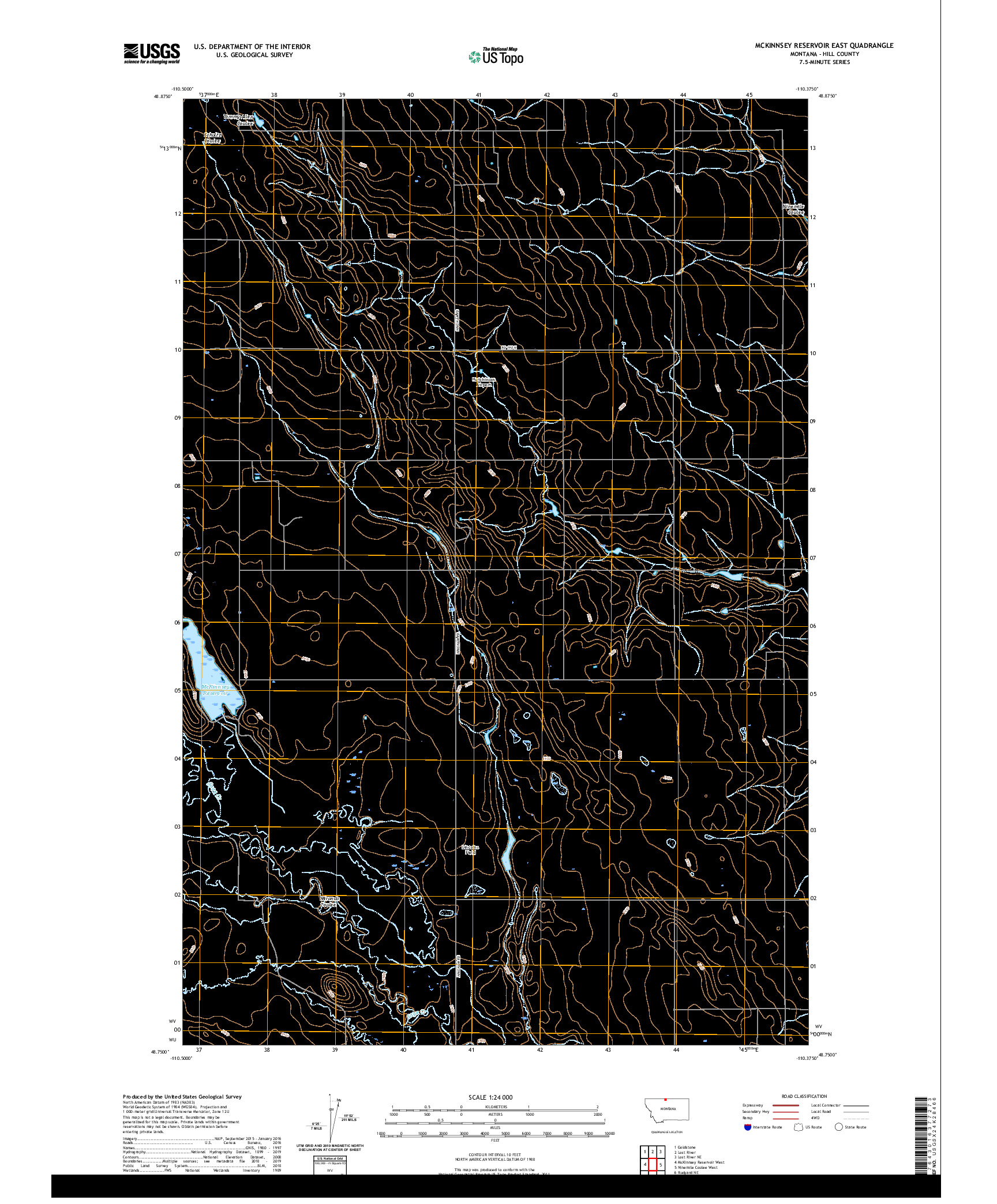 USGS US TOPO 7.5-MINUTE MAP FOR MCKINNSEY RESERVOIR EAST, MT 2020