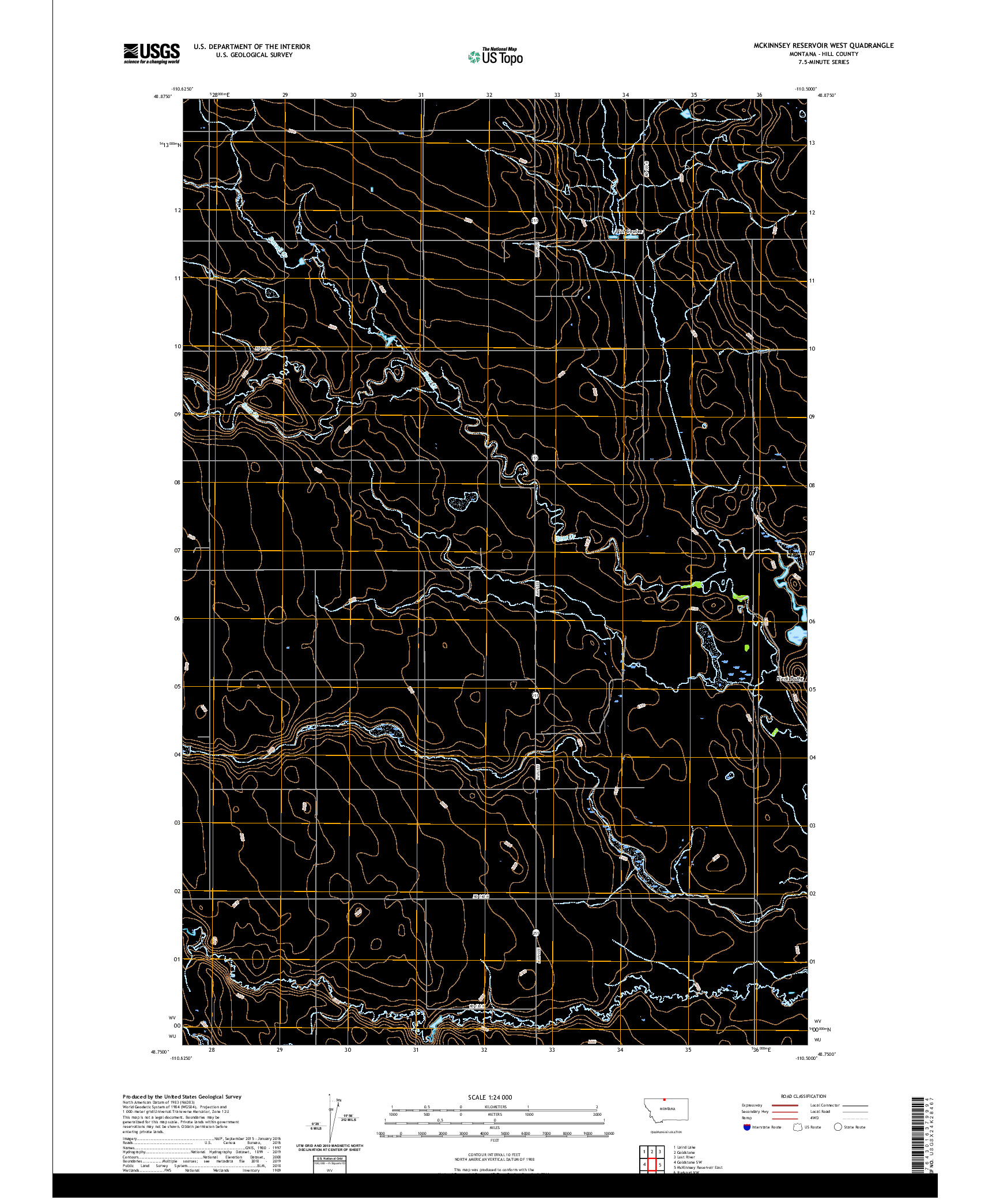 USGS US TOPO 7.5-MINUTE MAP FOR MCKINNSEY RESERVOIR WEST, MT 2020