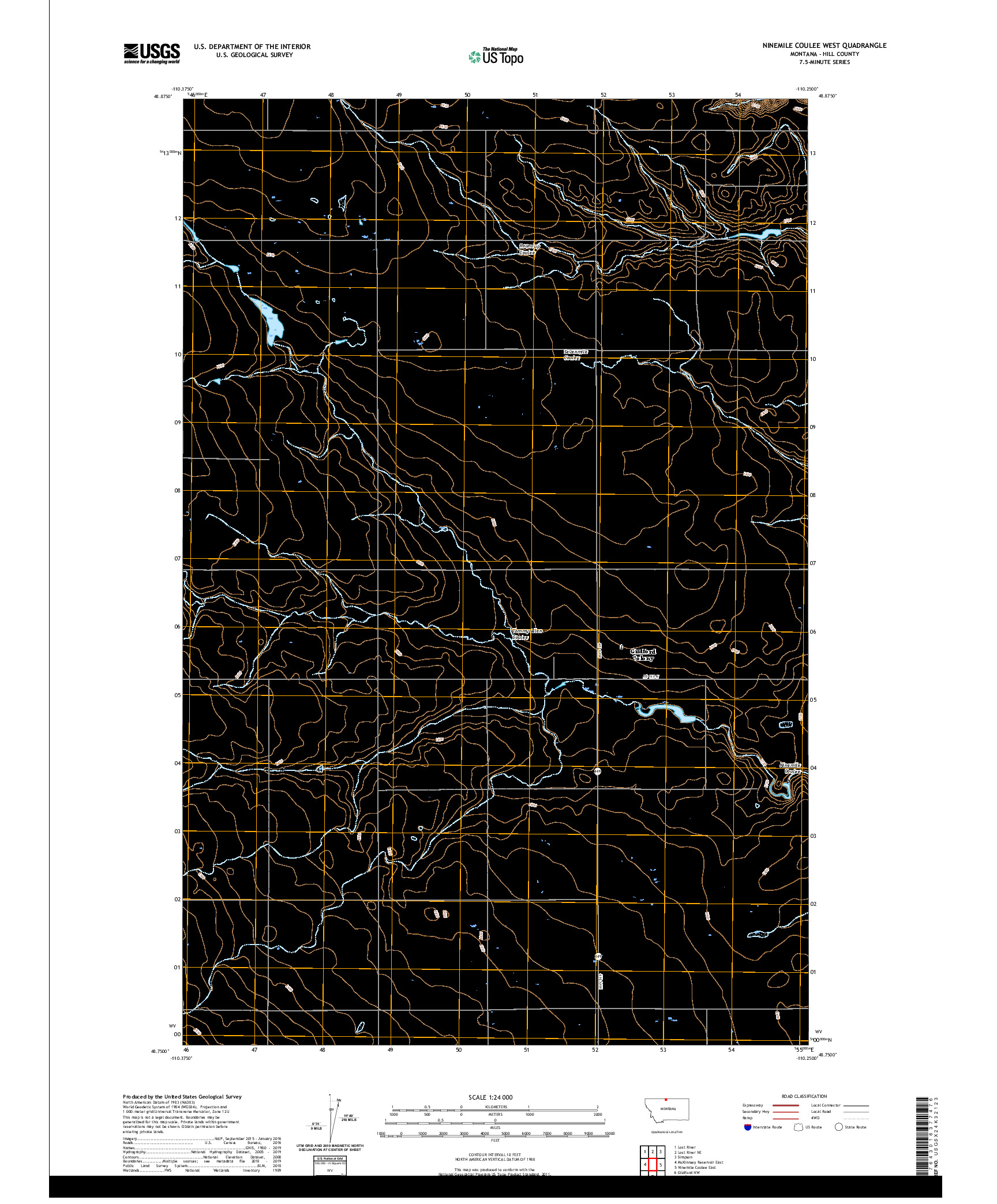 USGS US TOPO 7.5-MINUTE MAP FOR NINEMILE COULEE WEST, MT 2020