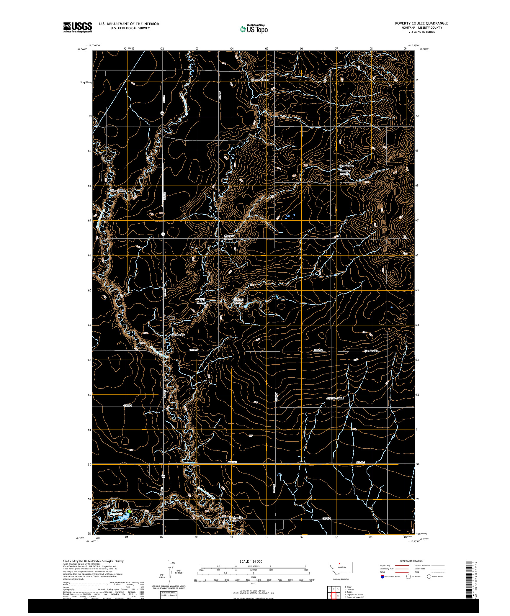 USGS US TOPO 7.5-MINUTE MAP FOR POVERTY COULEE, MT 2020