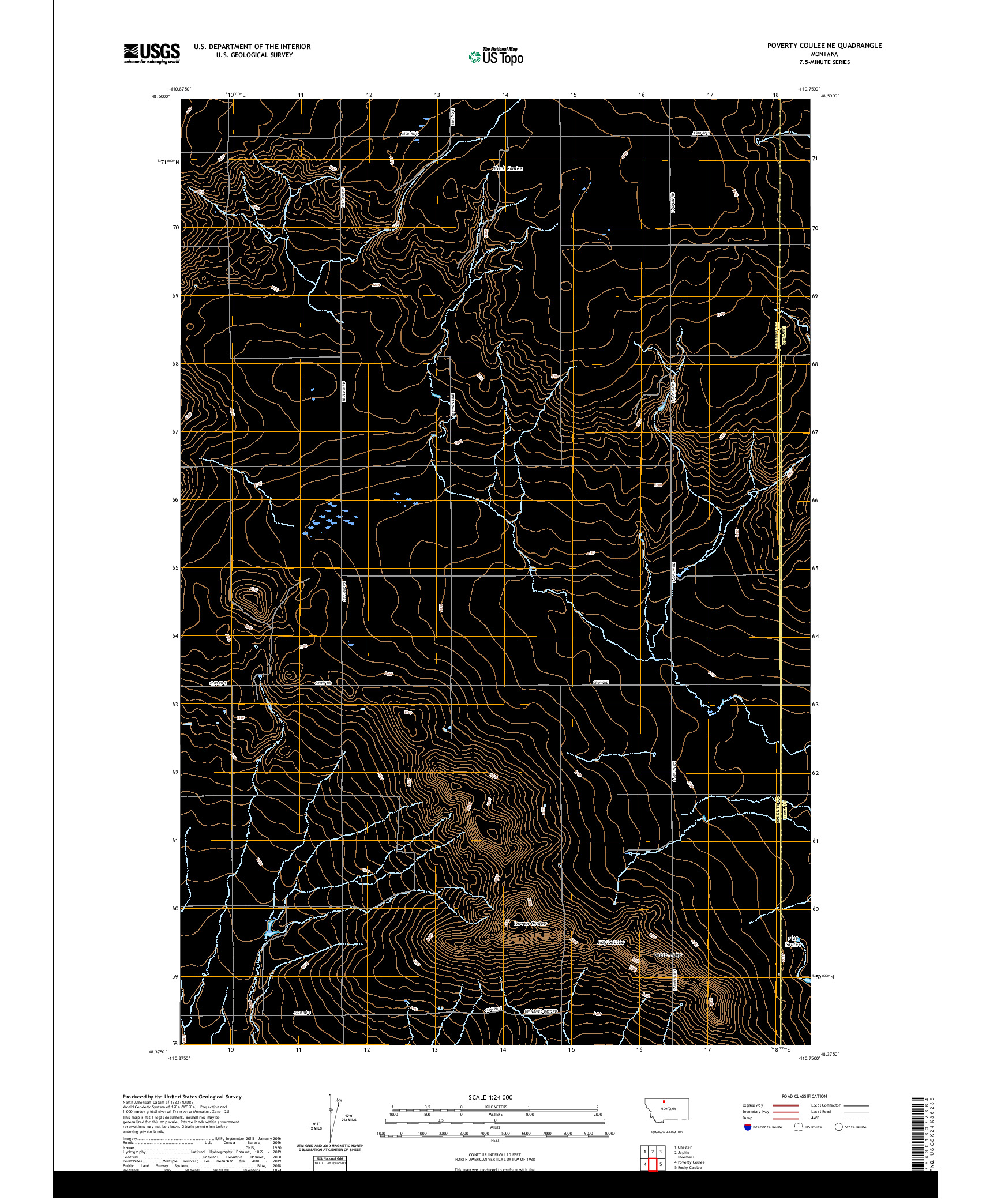USGS US TOPO 7.5-MINUTE MAP FOR POVERTY COULEE NE, MT 2020