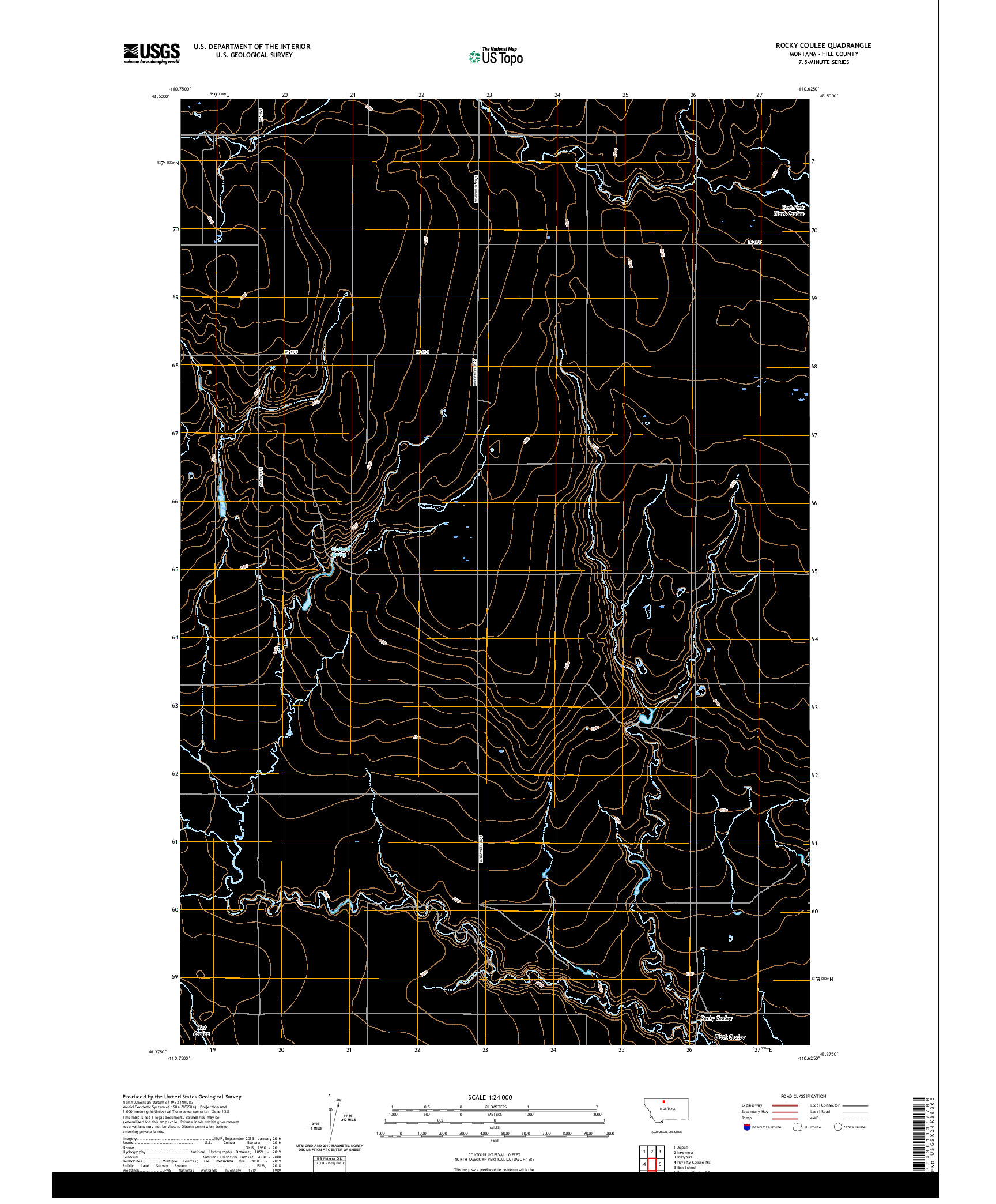 USGS US TOPO 7.5-MINUTE MAP FOR ROCKY COULEE, MT 2020