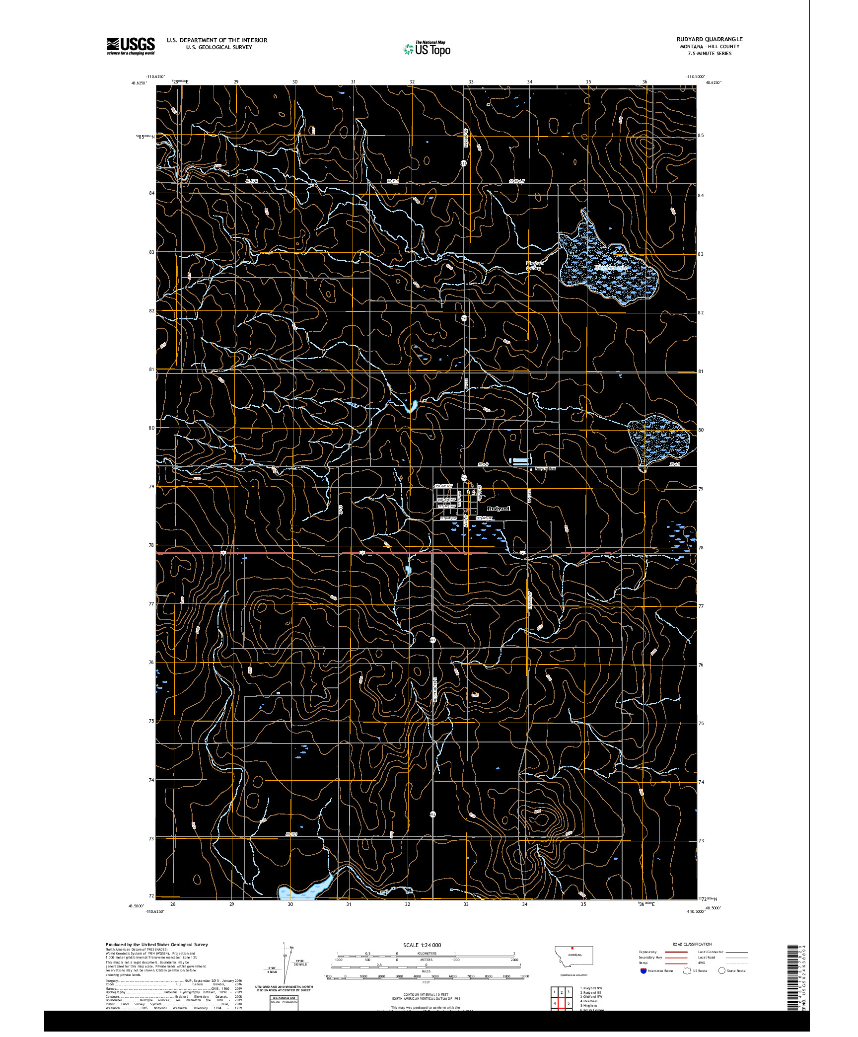 USGS US TOPO 7.5-MINUTE MAP FOR RUDYARD, MT 2020