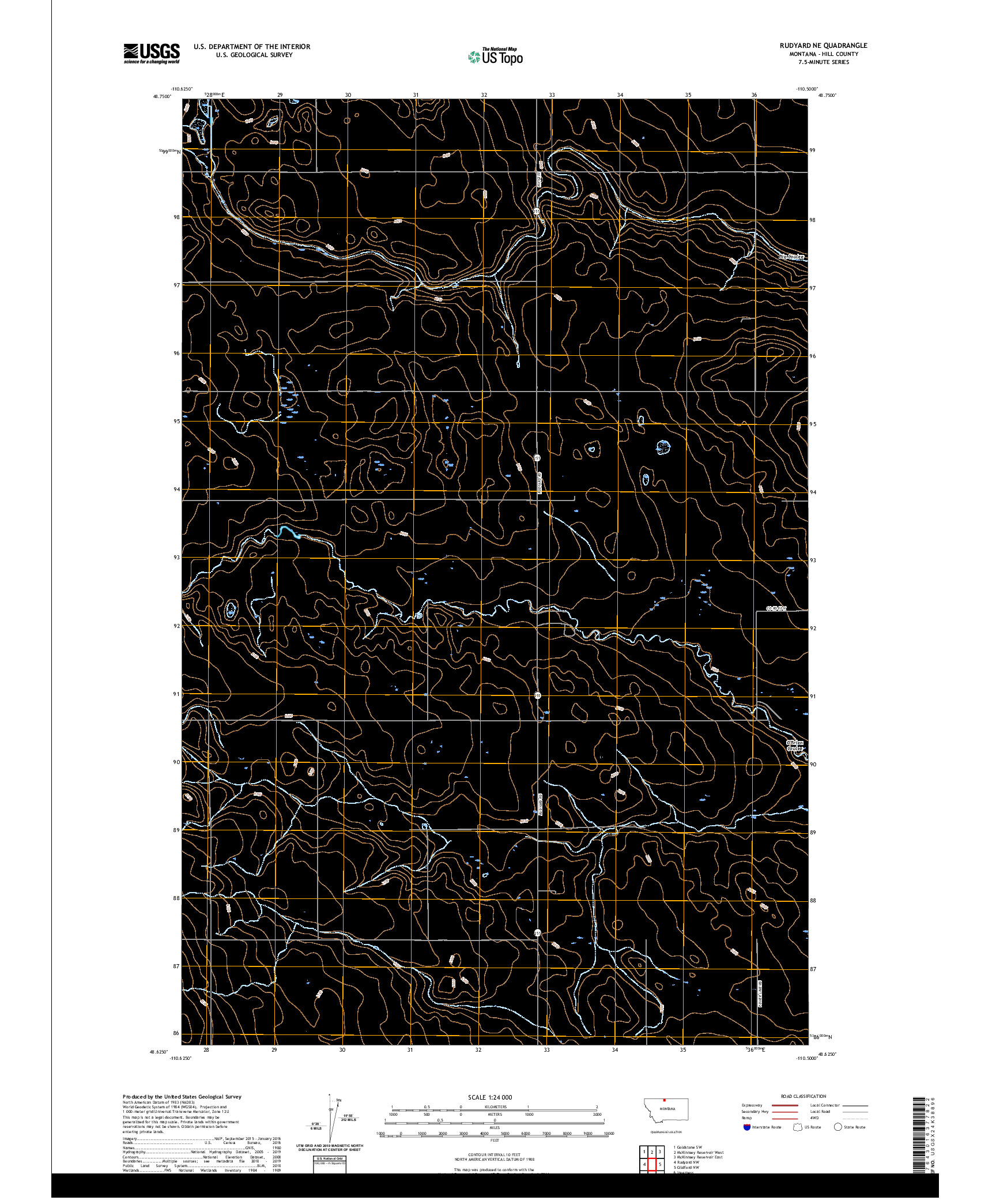USGS US TOPO 7.5-MINUTE MAP FOR RUDYARD NE, MT 2020