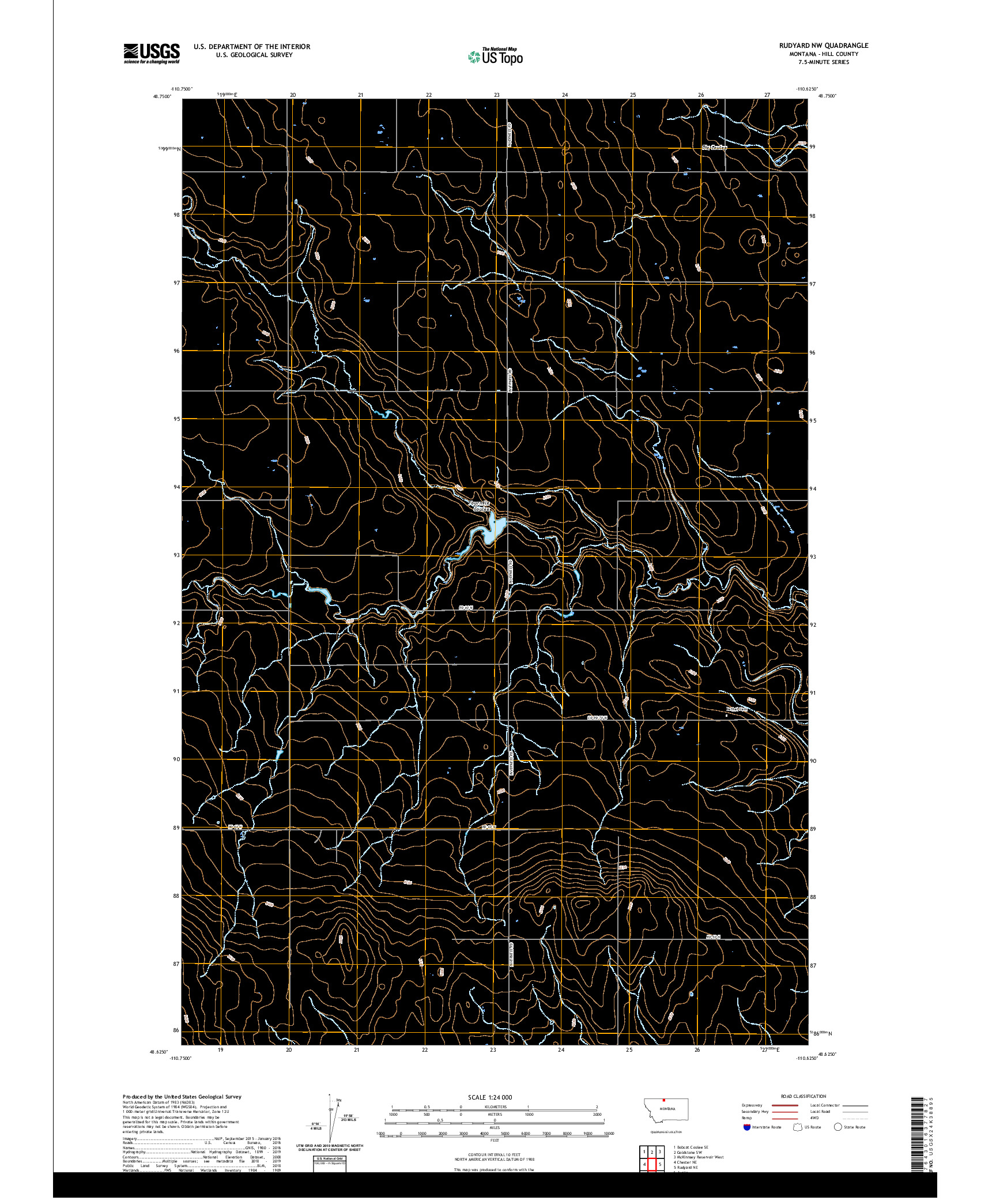 USGS US TOPO 7.5-MINUTE MAP FOR RUDYARD NW, MT 2020