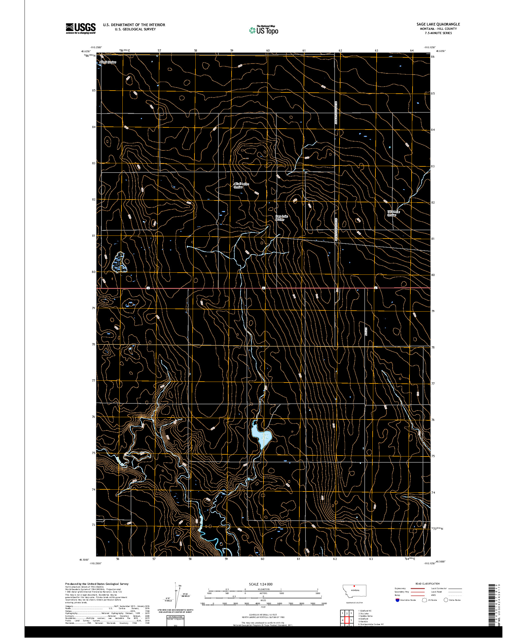 USGS US TOPO 7.5-MINUTE MAP FOR SAGE LAKE, MT 2020