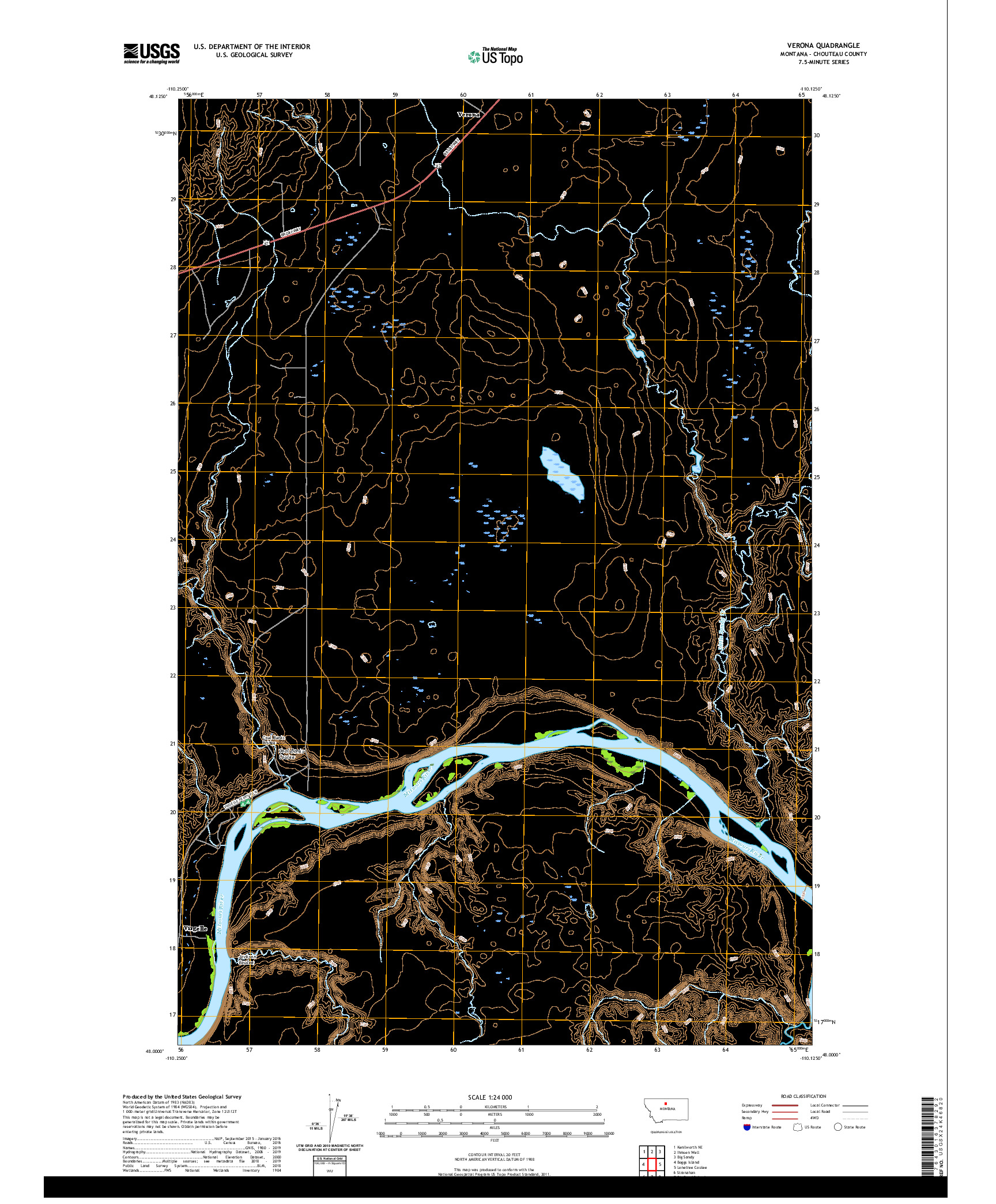 USGS US TOPO 7.5-MINUTE MAP FOR VERONA, MT 2020