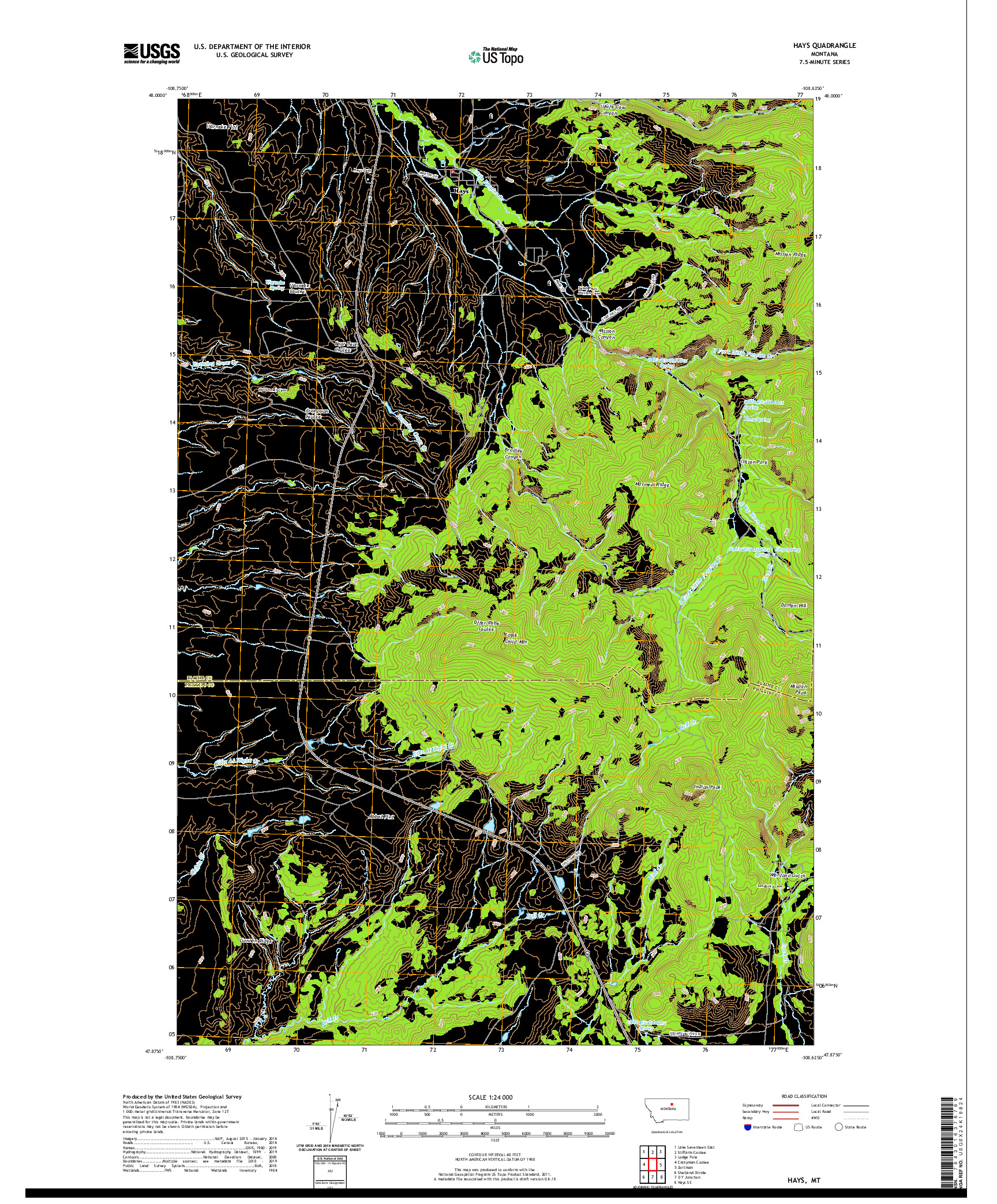 USGS US TOPO 7.5-MINUTE MAP FOR HAYS, MT 2020