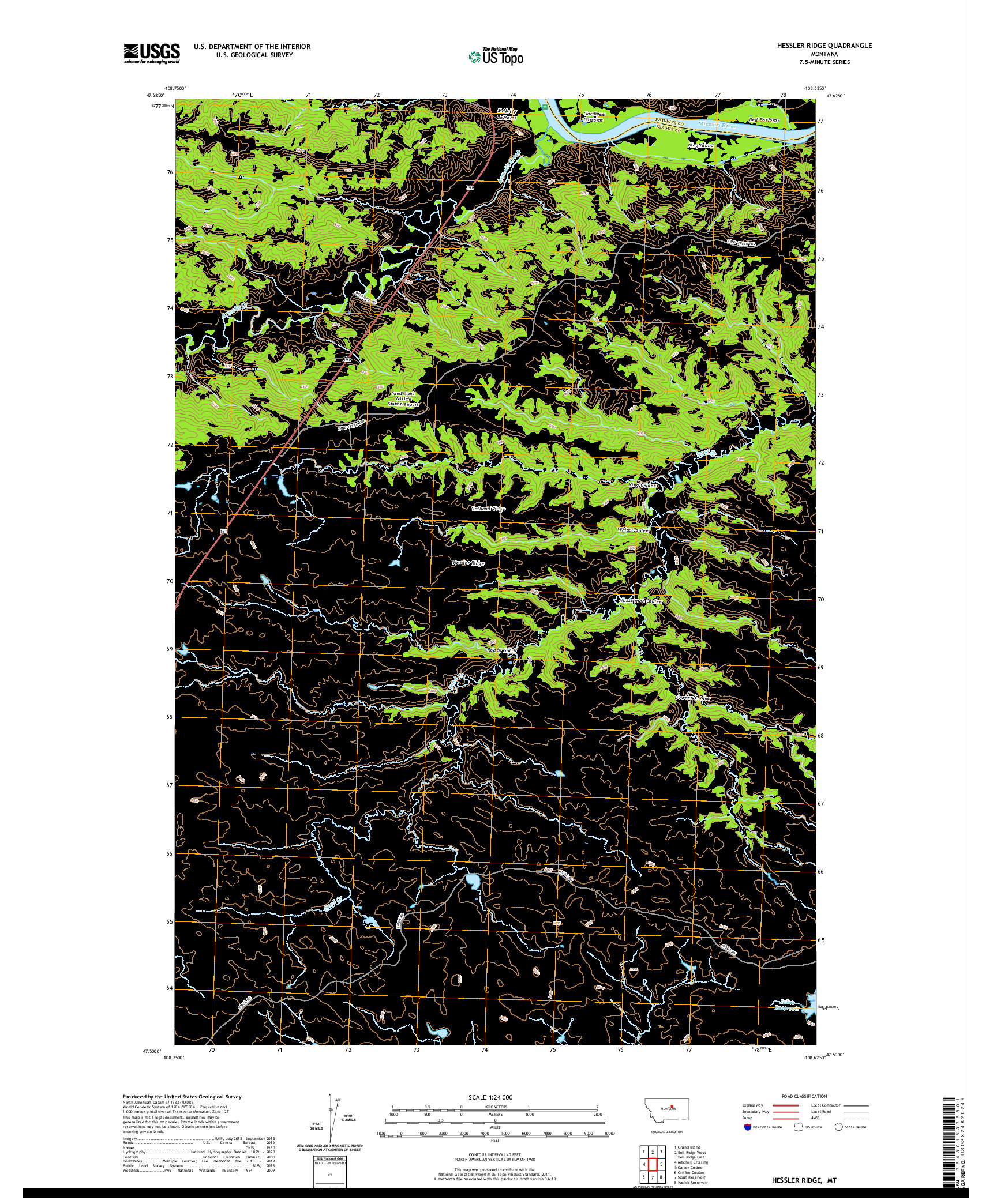 USGS US TOPO 7.5-MINUTE MAP FOR HESSLER RIDGE, MT 2020